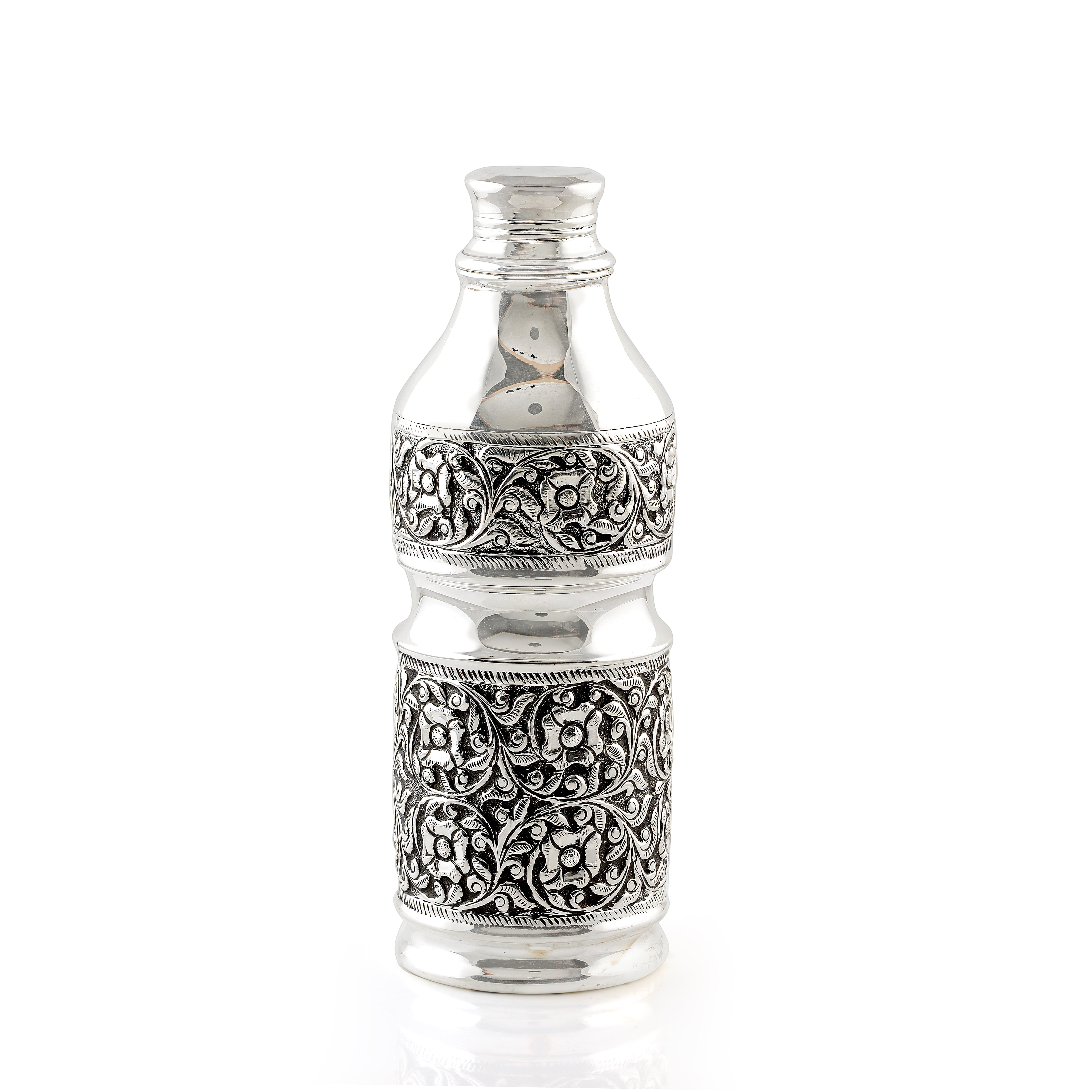 Silver Floral Art Water Bottle - Krishna Jewellers Pearls and Gems