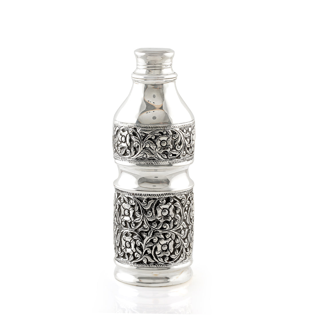 Silver Floral Art Water Bottle - Krishna Jewellers Pearls and Gems