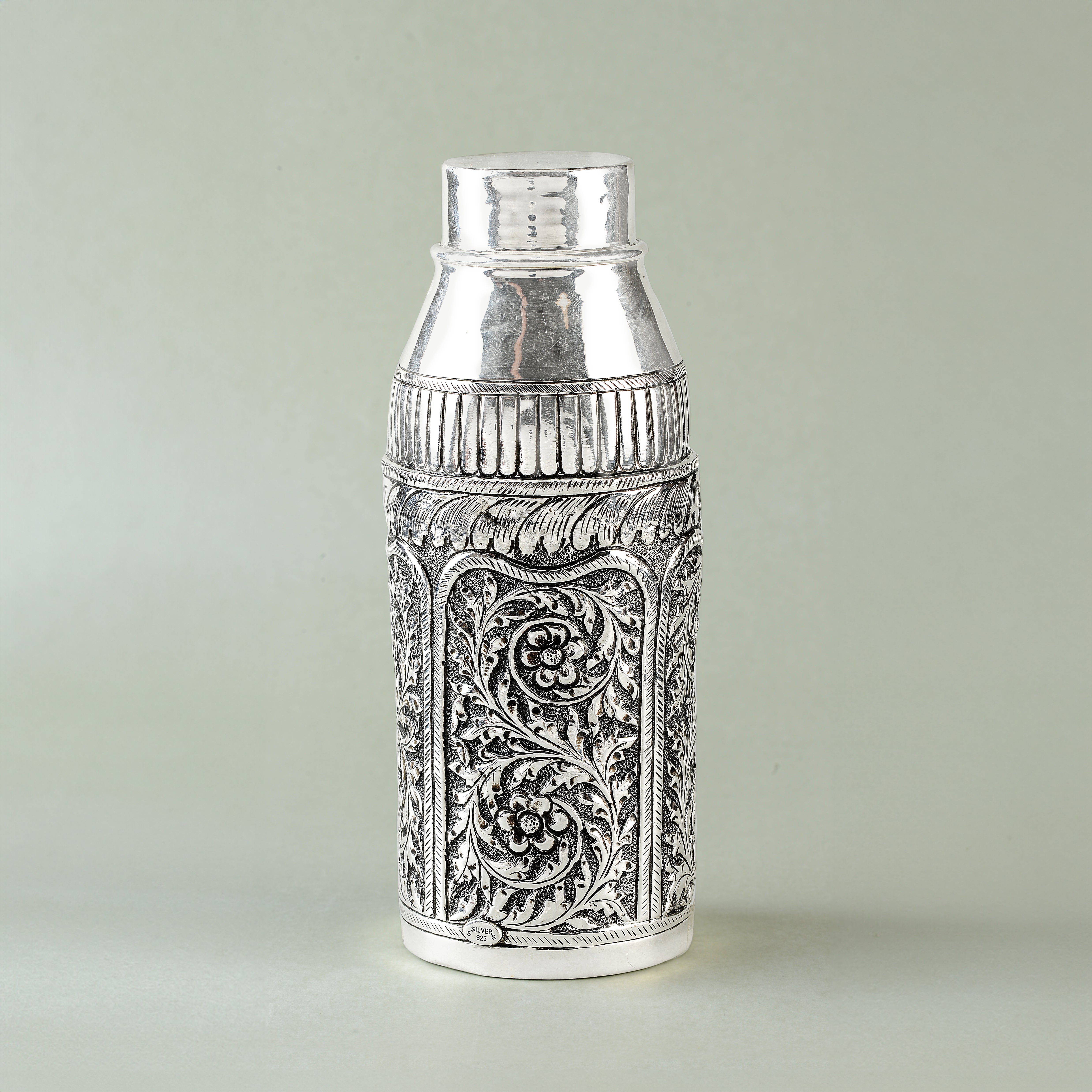 Pure Silver Floral Water Bottle - Krishna Jewellers Pearls and Gems