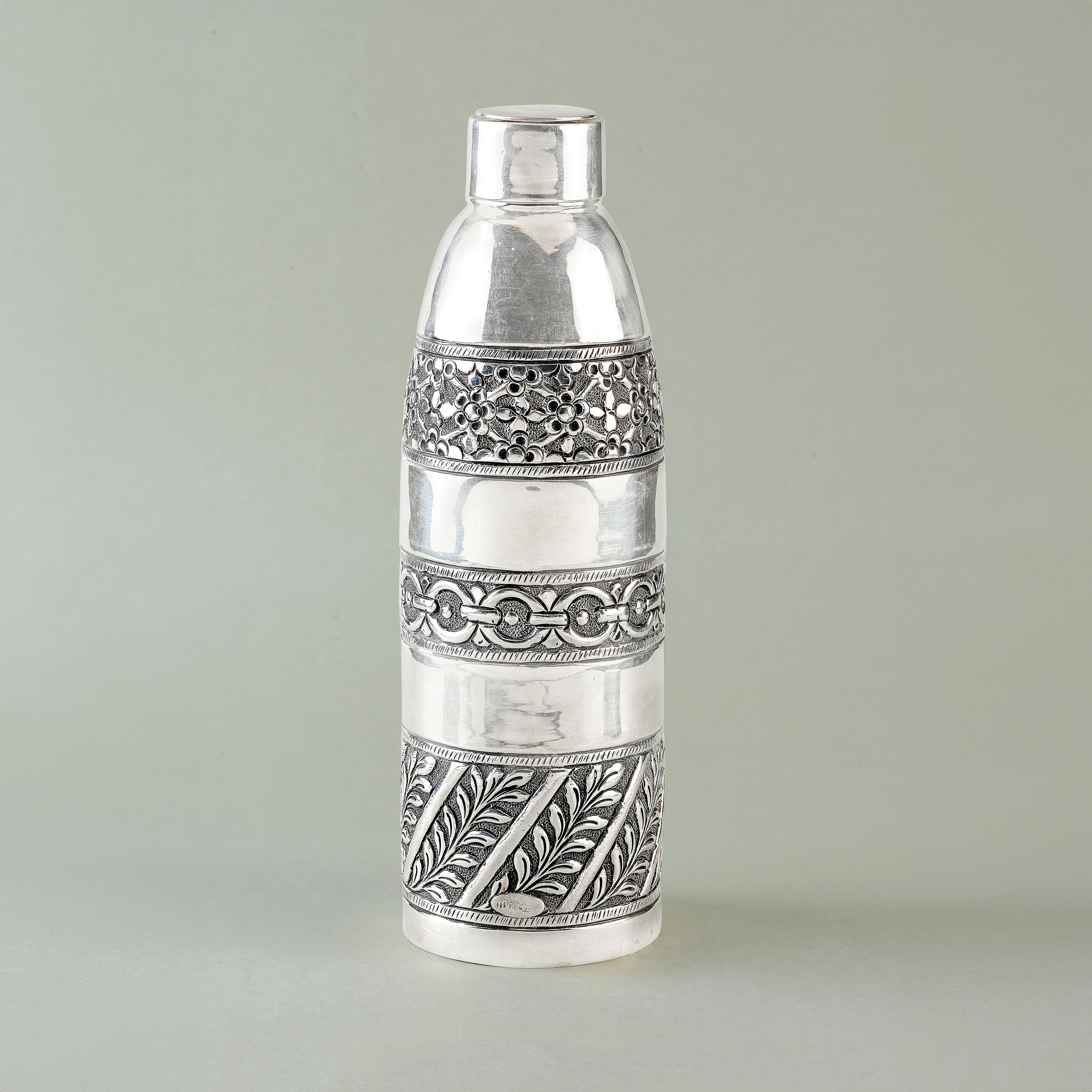 Silver Antique Floral Design Bottle - Krishna Jewellers Pearls and Gems
