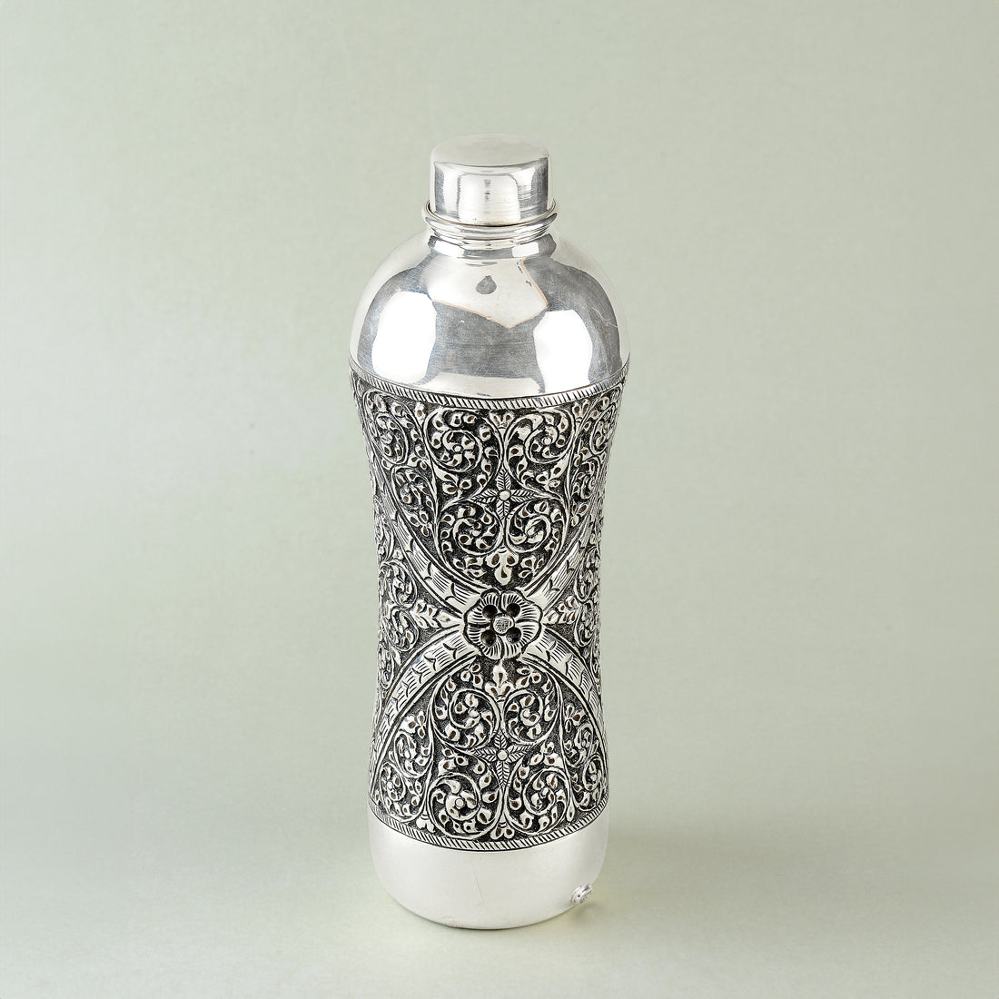 Floral Print Silver Water Bottle - Krishna Jewellers Pearls and Gems