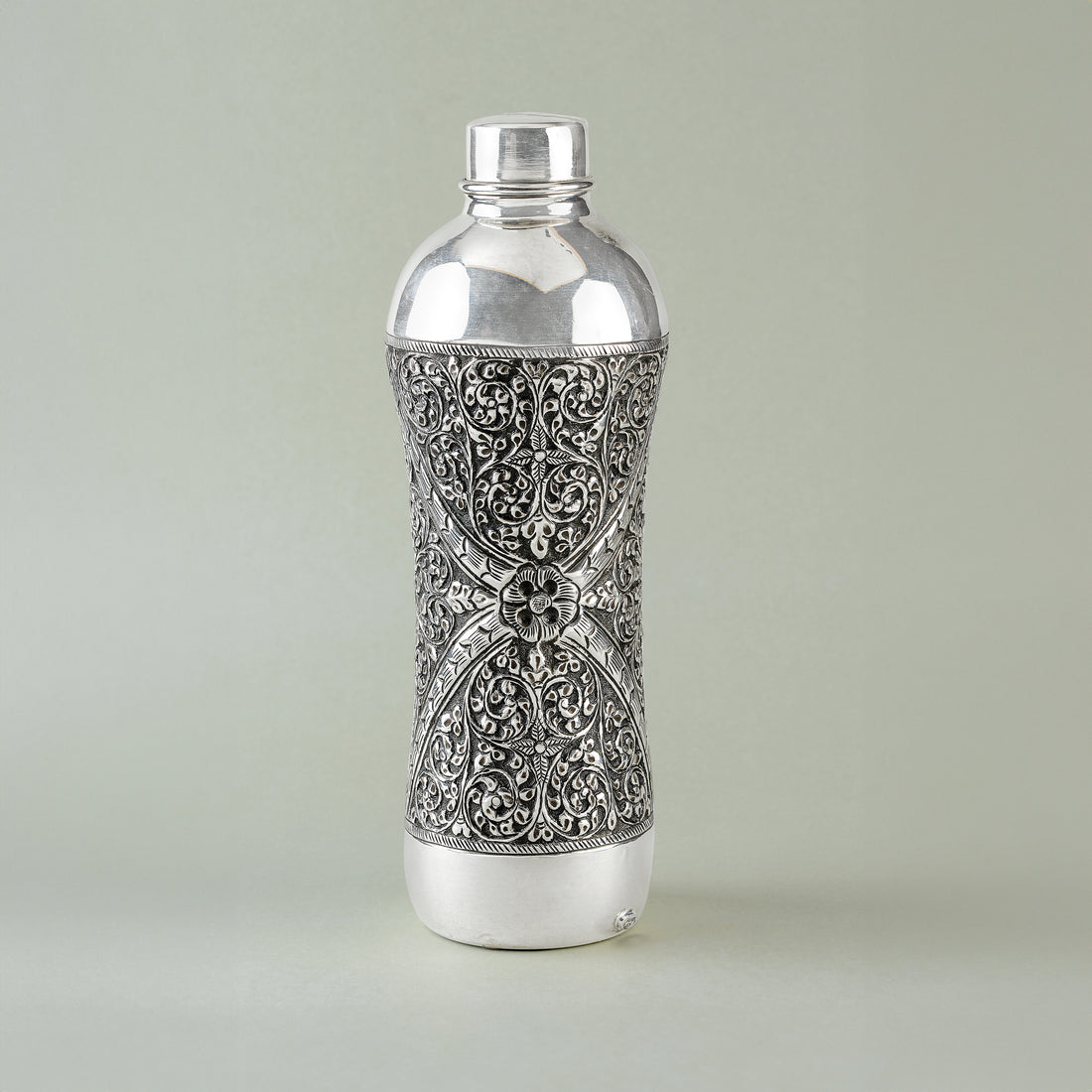 Floral Print Silver Water Bottle - Krishna Jewellers Pearls and Gems