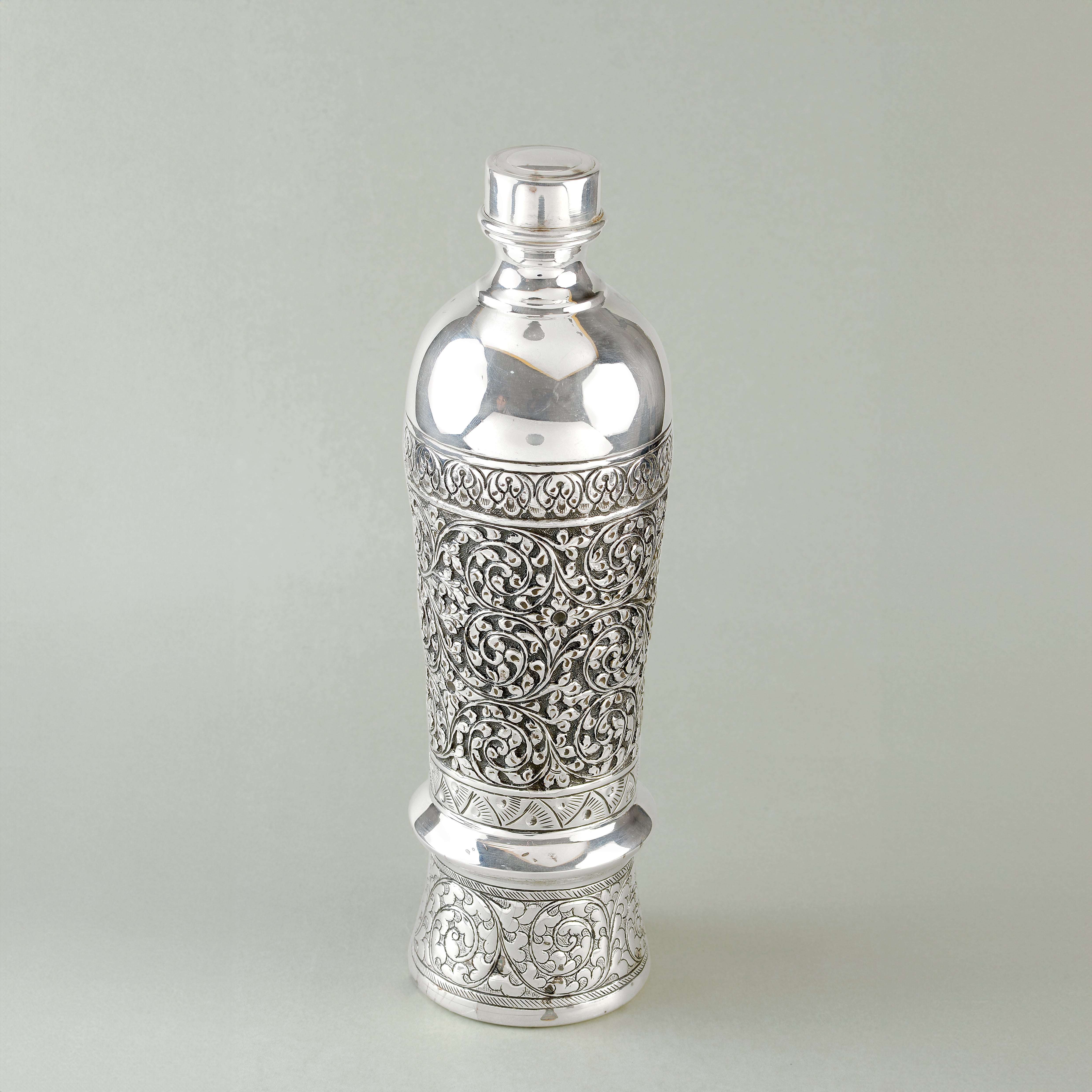 Vintage Charm Silver Floral Antique Water Bottle - Krishna Jewellers Pearls and Gems