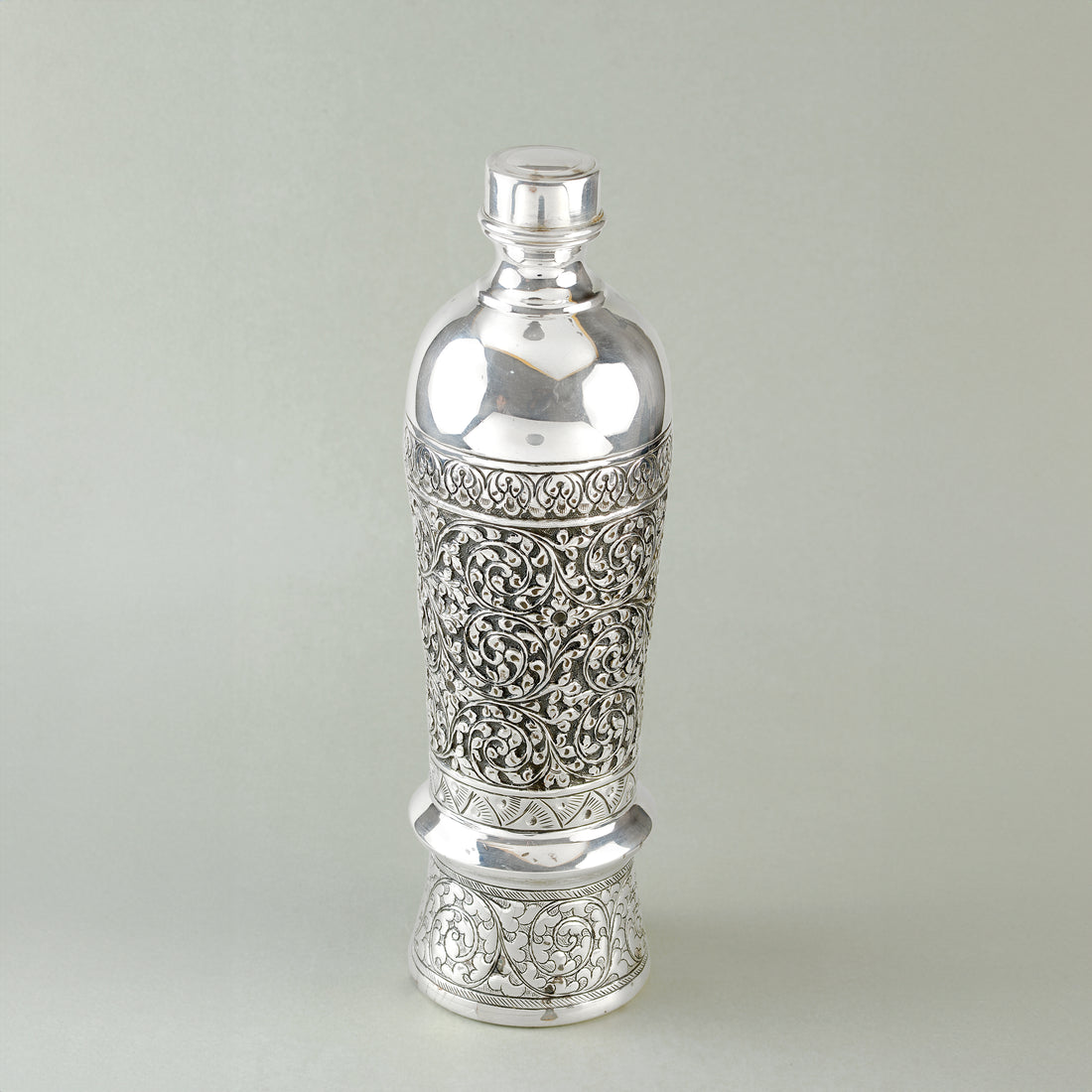 Vintage Charm Silver Floral Antique Water Bottle - Krishna Jewellers Pearls and Gems