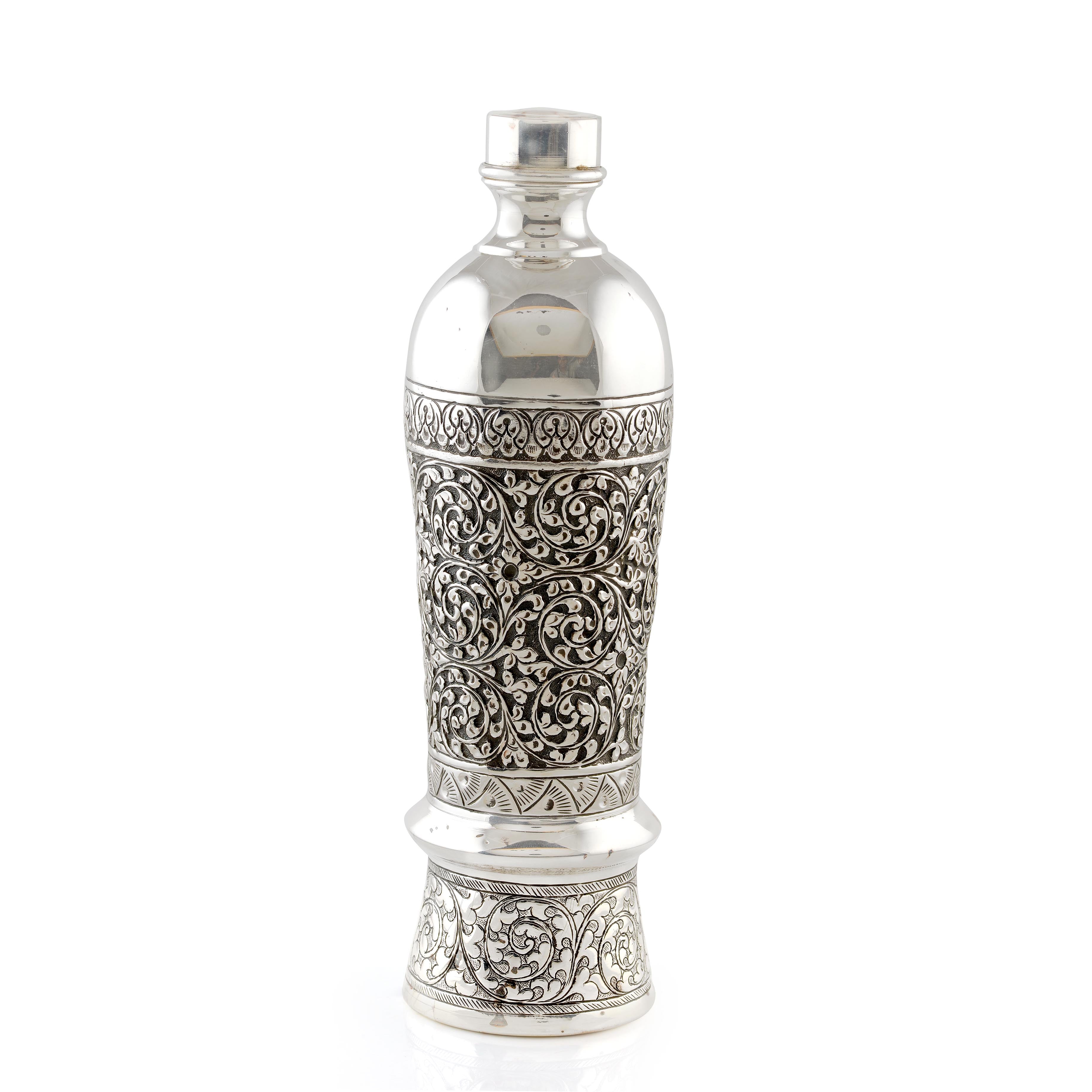 Vintage Charm Silver Floral Antique Water Bottle - Krishna Jewellers Pearls and Gems