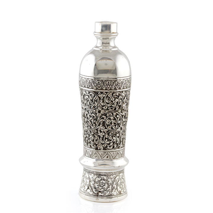 Vintage Charm Silver Floral Antique Water Bottle - Krishna Jewellers Pearls and Gems