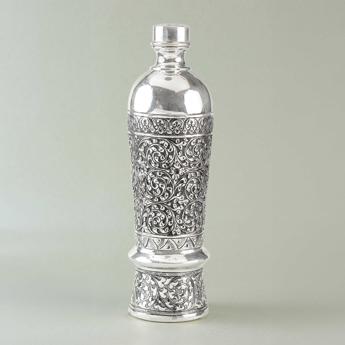 Vintage Charm Silver Floral Antique Water Bottle - Krishna Jewellers Pearls and Gems