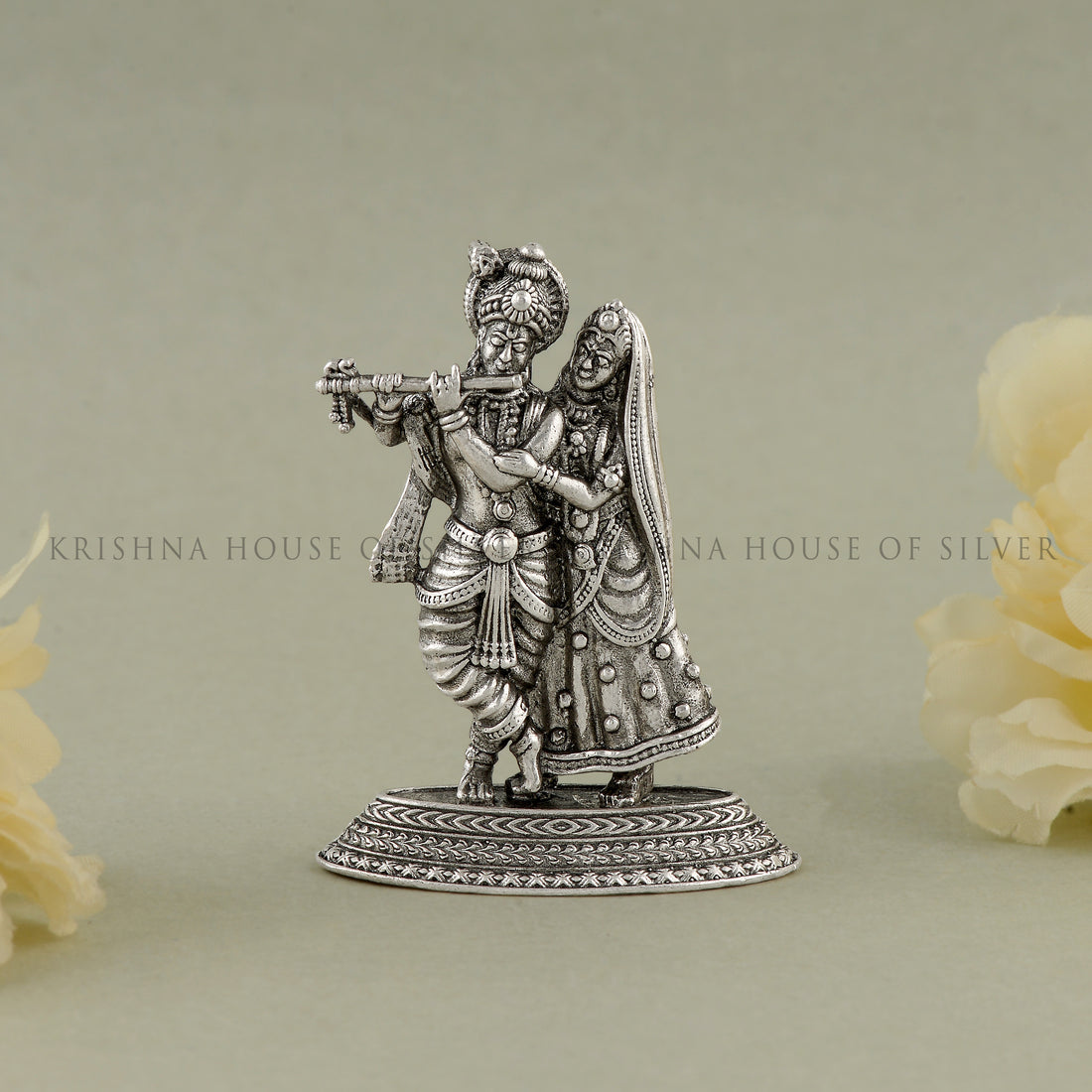 Silver Radha Krishna Idol - Divine Couple Idol