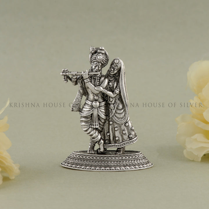 Silver Radha Krishna Idol - Divine Couple Idol