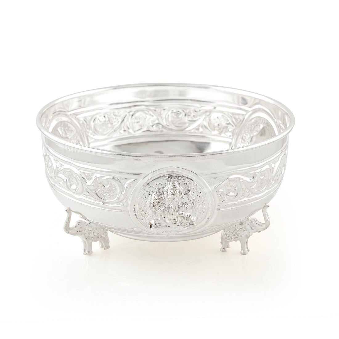 Silver Bowl with Ornate Elephant Base