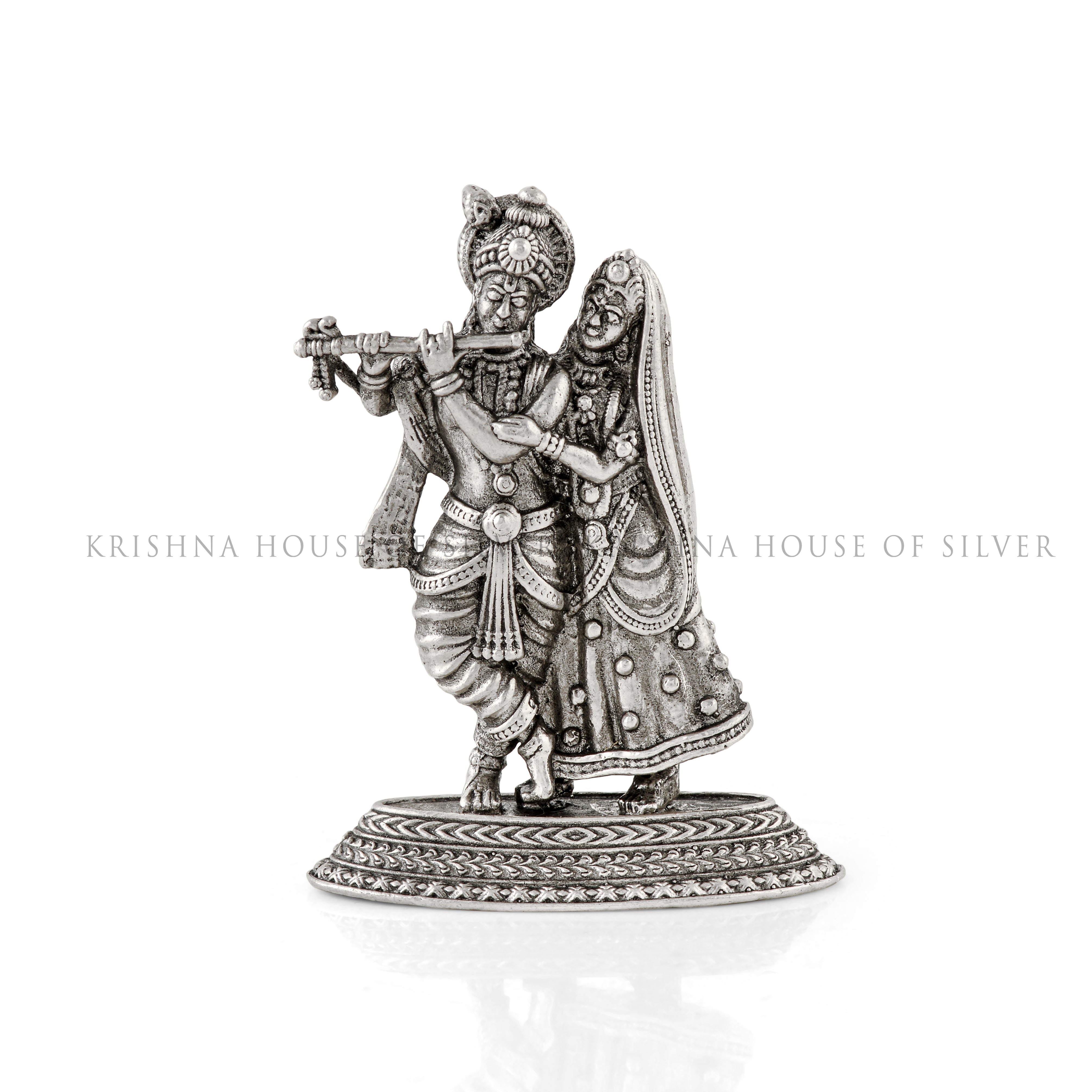 Silver Radha Krishna Idol - Divine Couple Idol