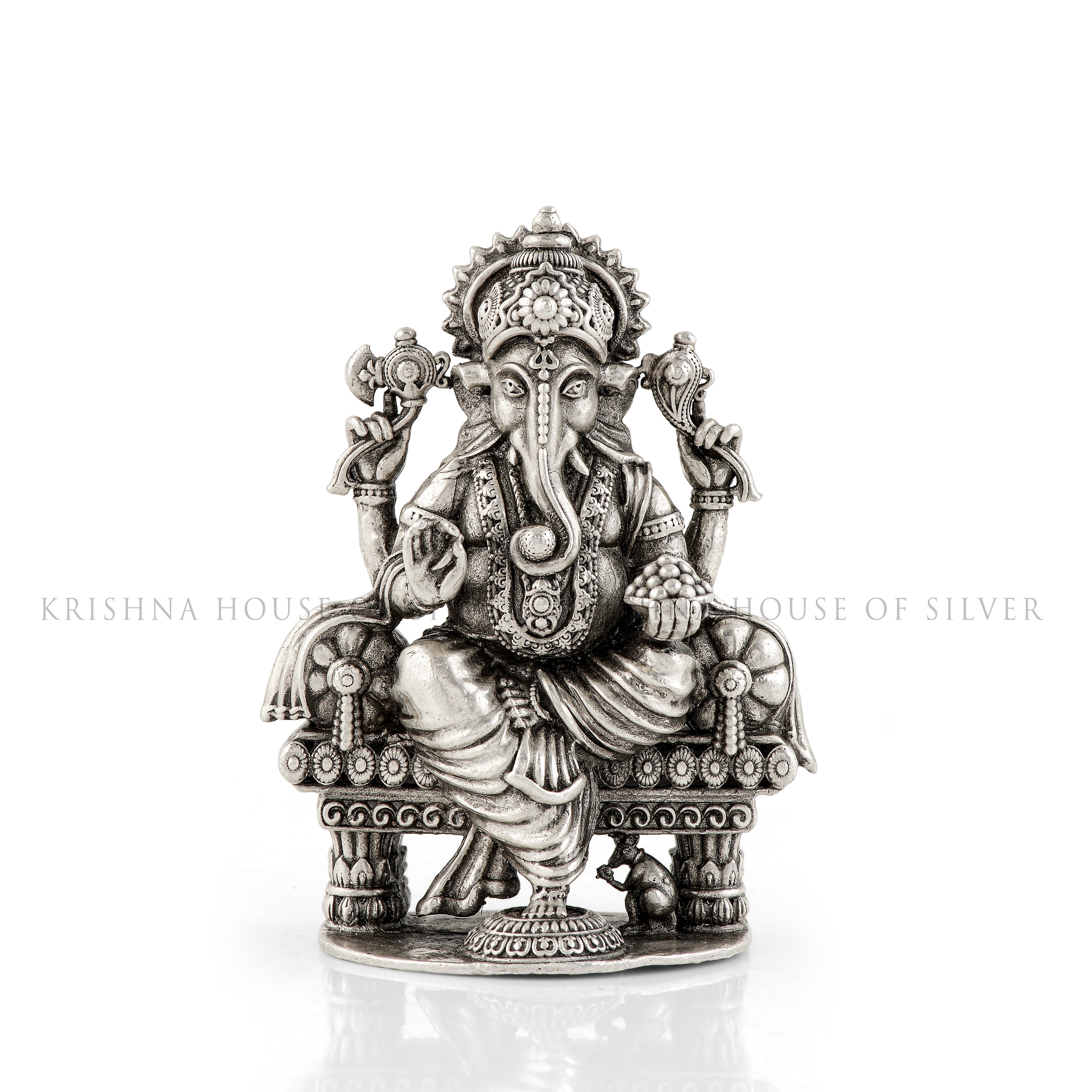Sterling Silver Ganesh Idol for Home Temple 92.5