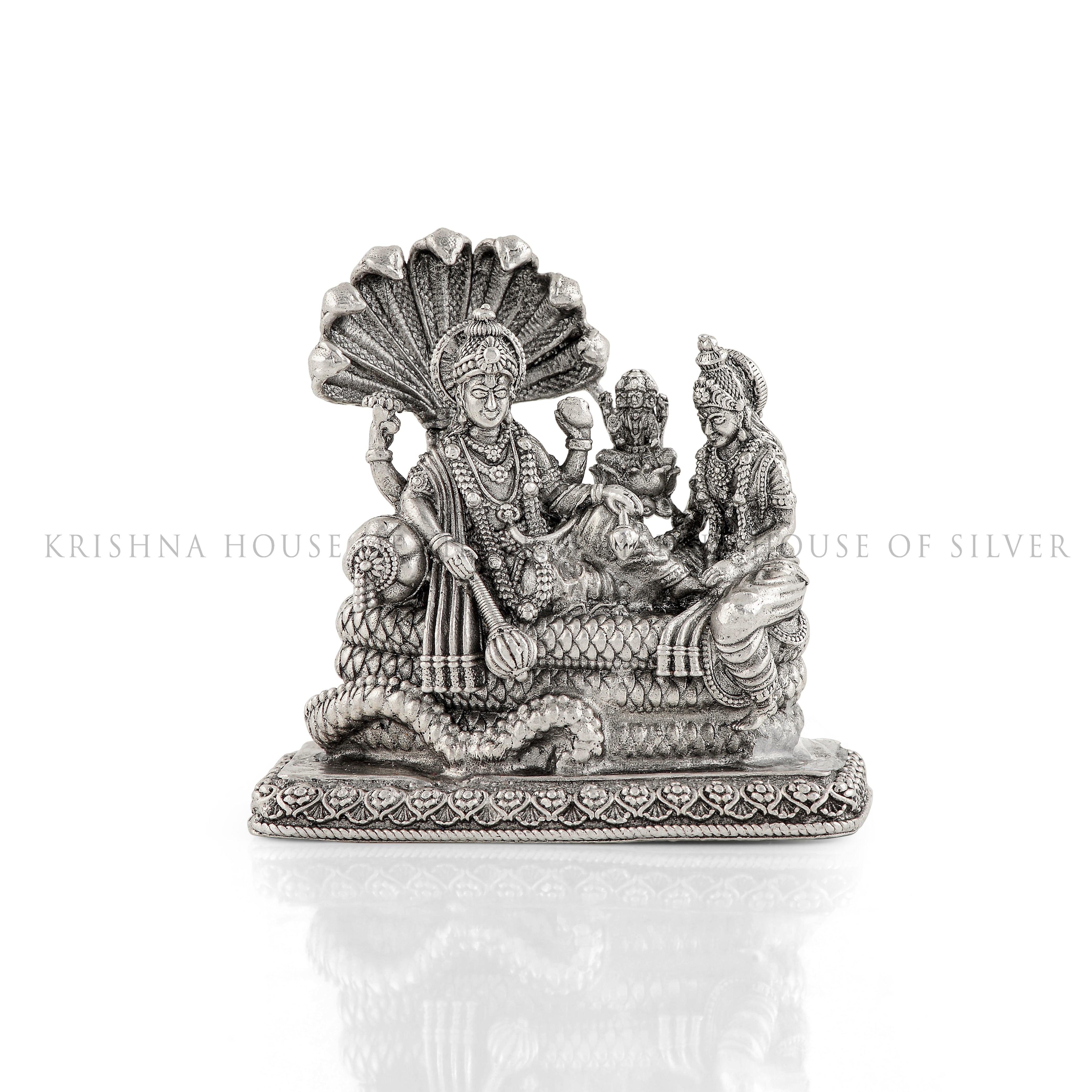Vishnu Laxmi With Sesha Naga Idol  In Silver