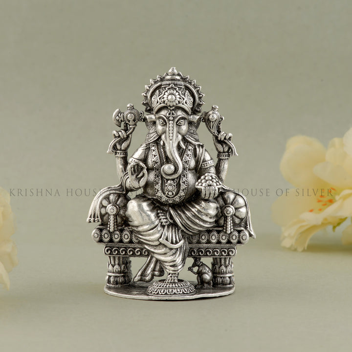 Sterling Silver Ganesh Idol for Home Temple 92.5