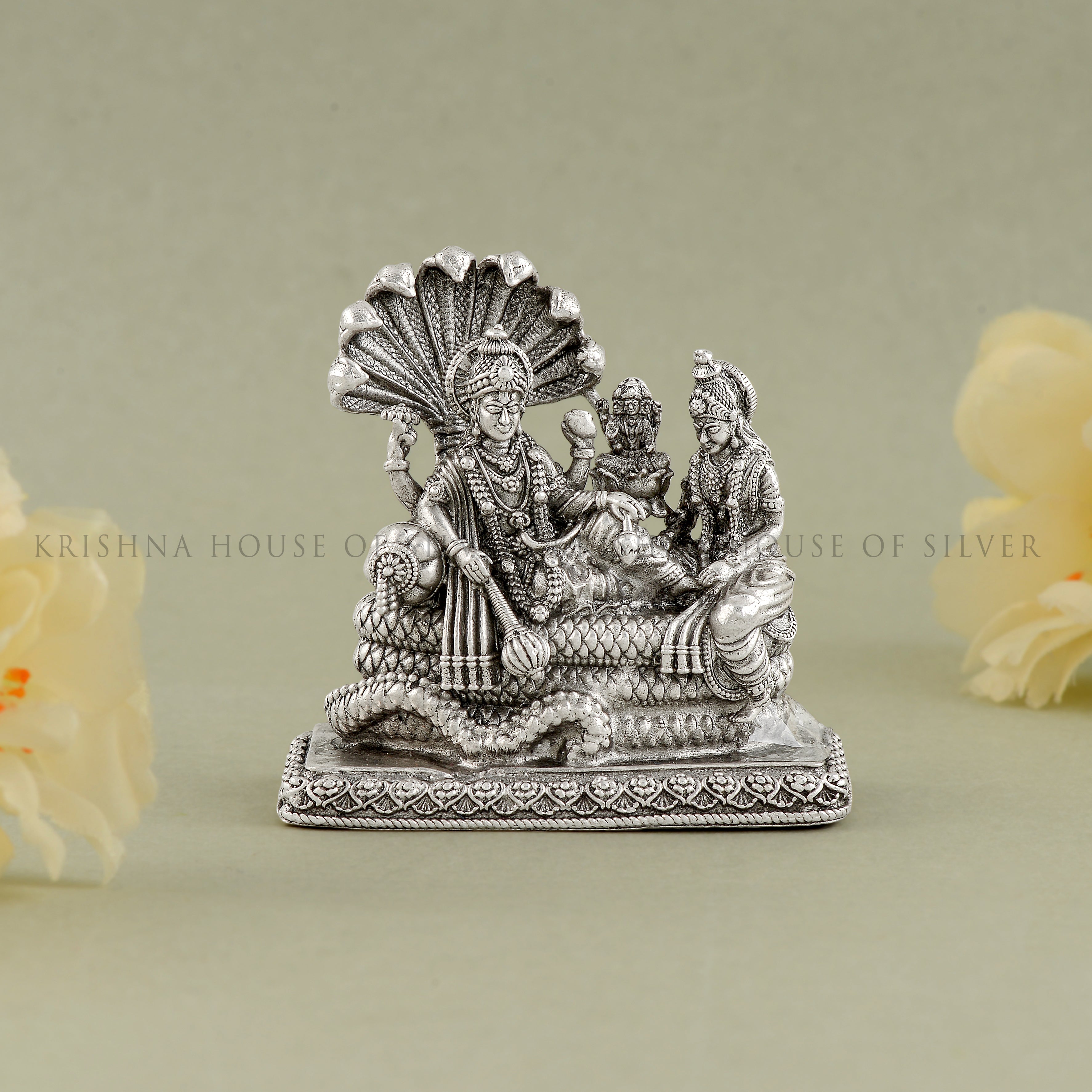 Vishnu Laxmi With Sesha Naga Idol  In Silver