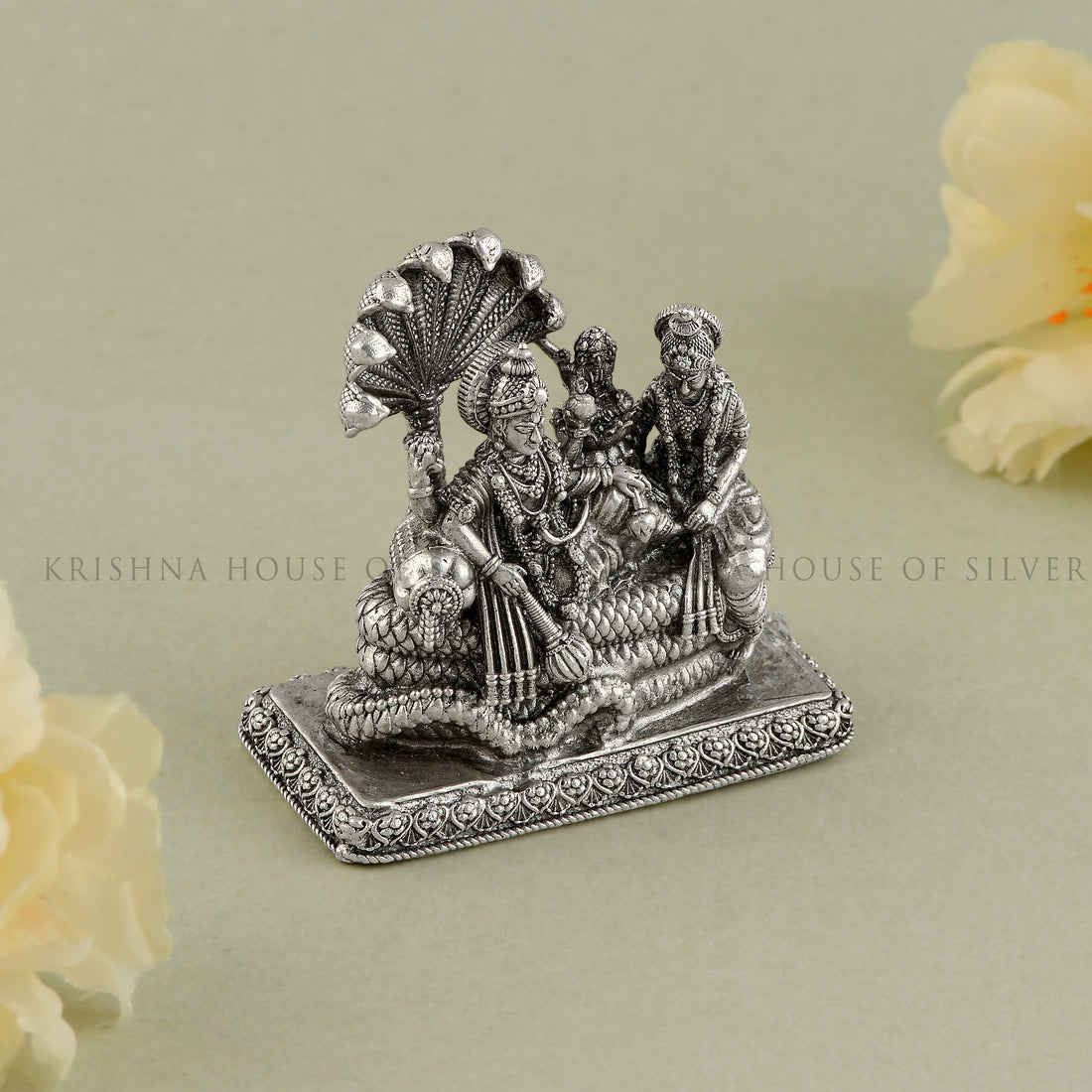 Vishnu Laxmi With Sesha Naga Idol  In Silver