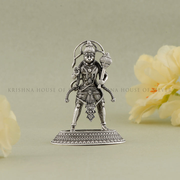 Handcrafted 92.5 Silver Standing Hanuman Idol