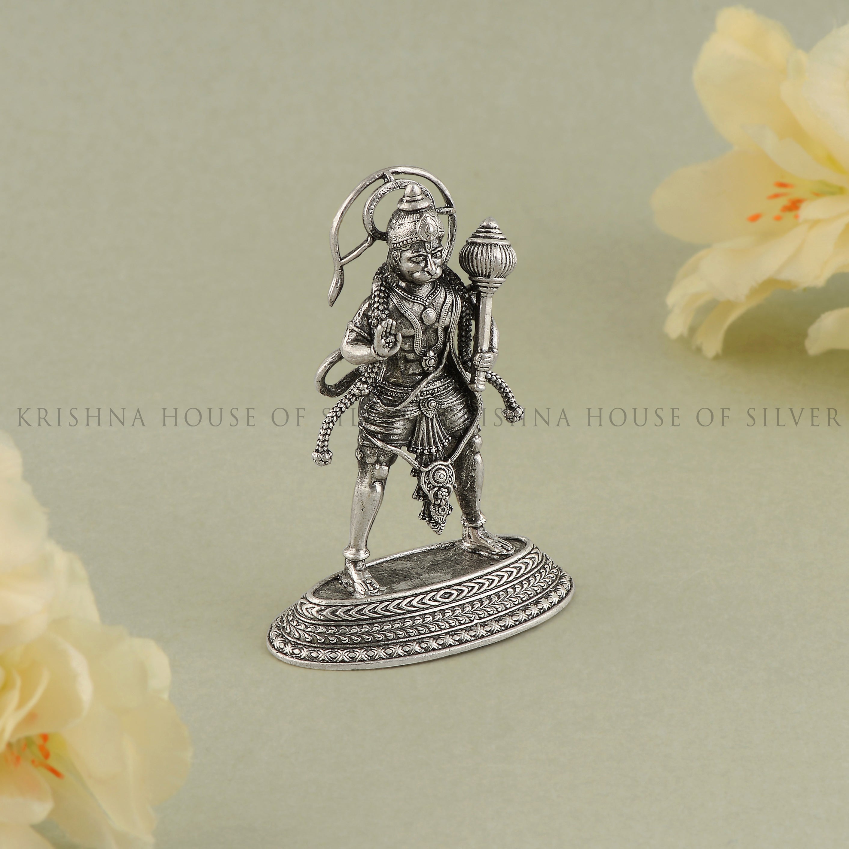 Handcrafted 92.5 Silver Standing Hanuman Idol