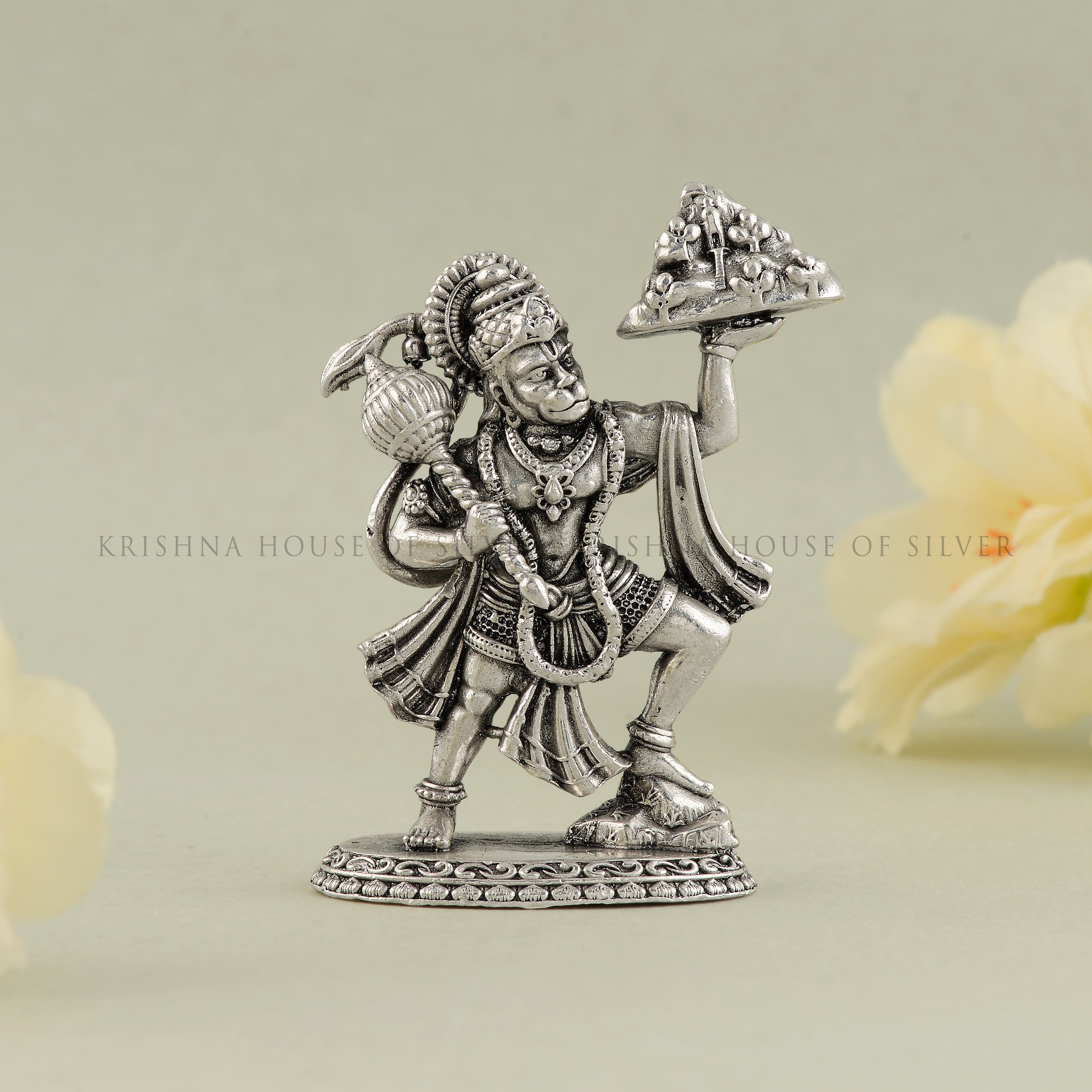 92.5 Silver Pahad Hanuman Statue for Home Altar