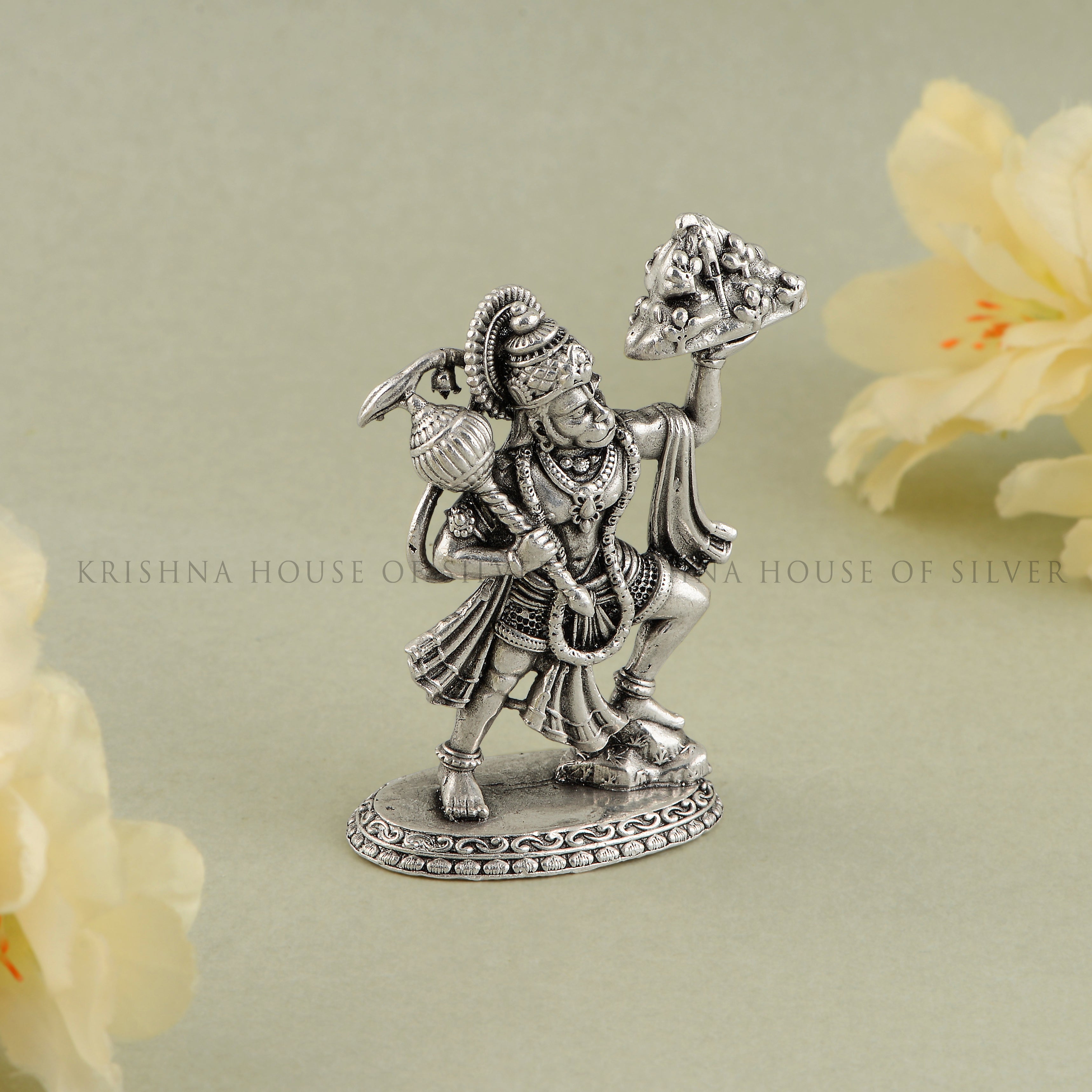92.5 Silver Pahad Hanuman Statue for Home Altar