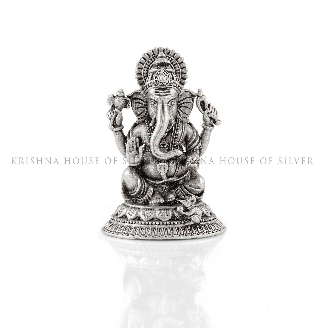 Silver Ganesh Idol in Antique Finish