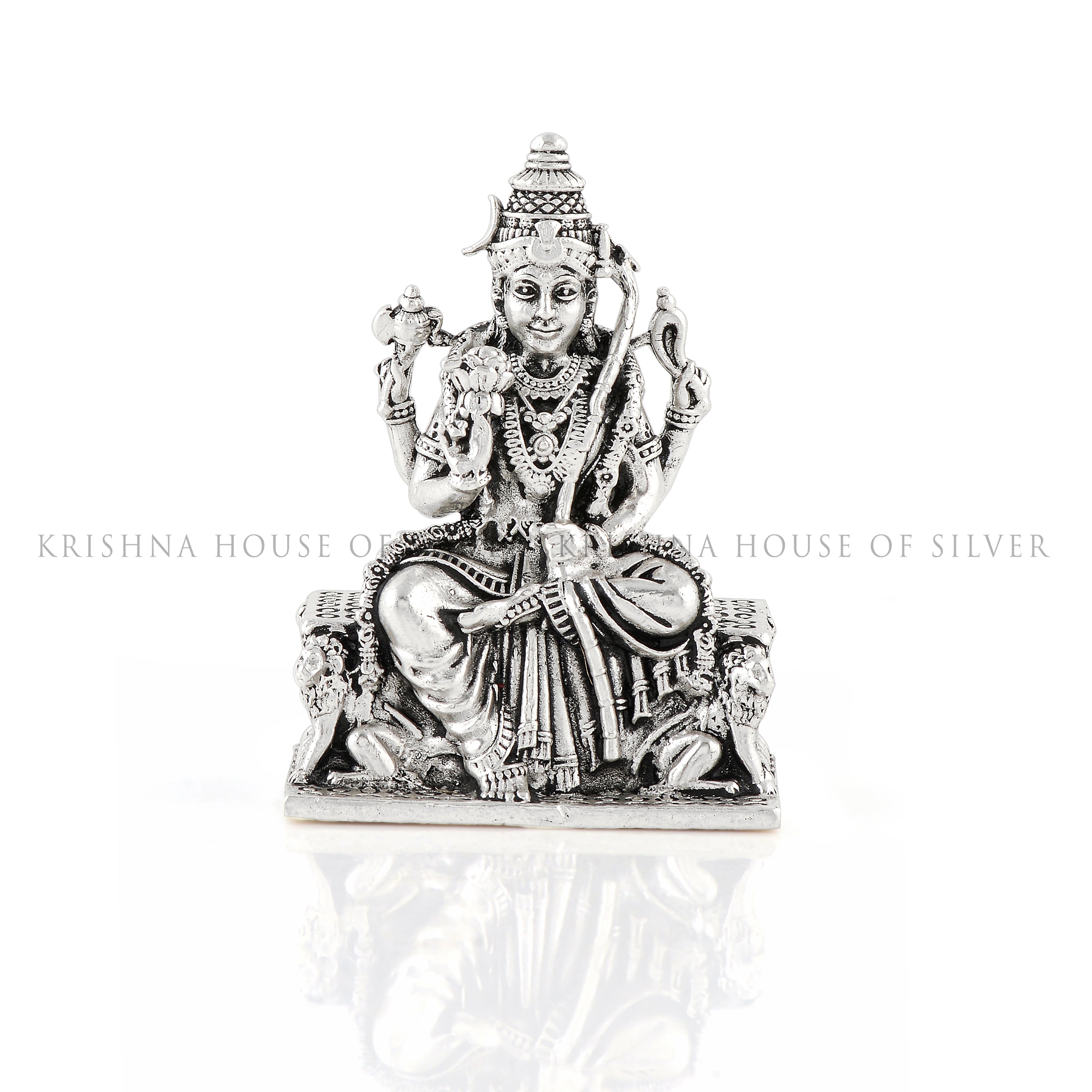 Goddess Lalitha Devi Idol In Silver With Antique Finish