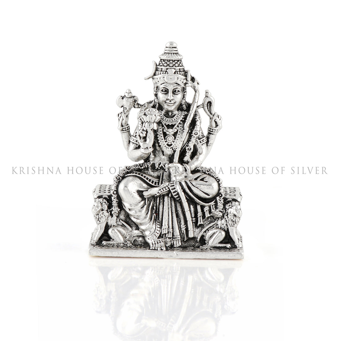 Goddess Lalitha Devi Idol In Silver With Antique Finish