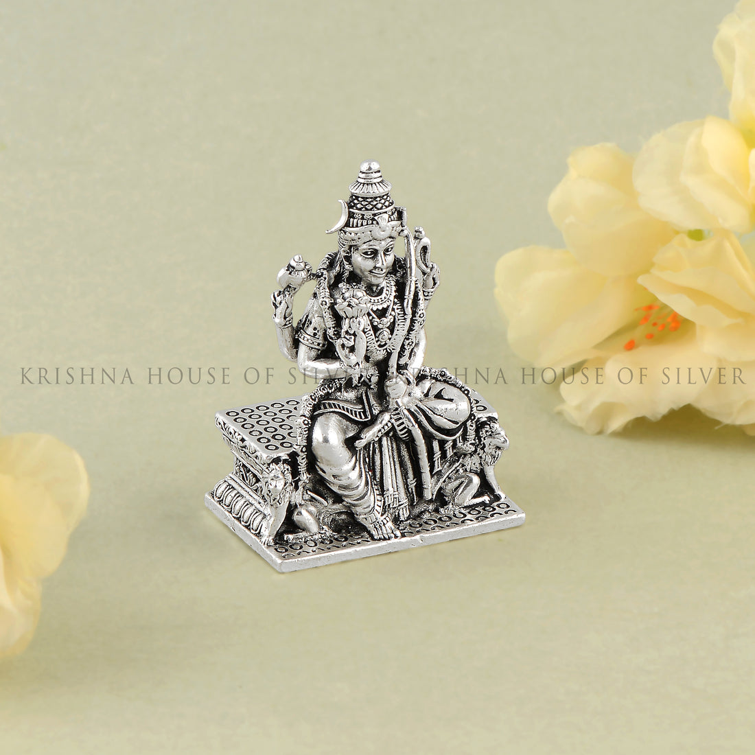 Goddess Lalitha Devi Idol In Silver With Antique Finish