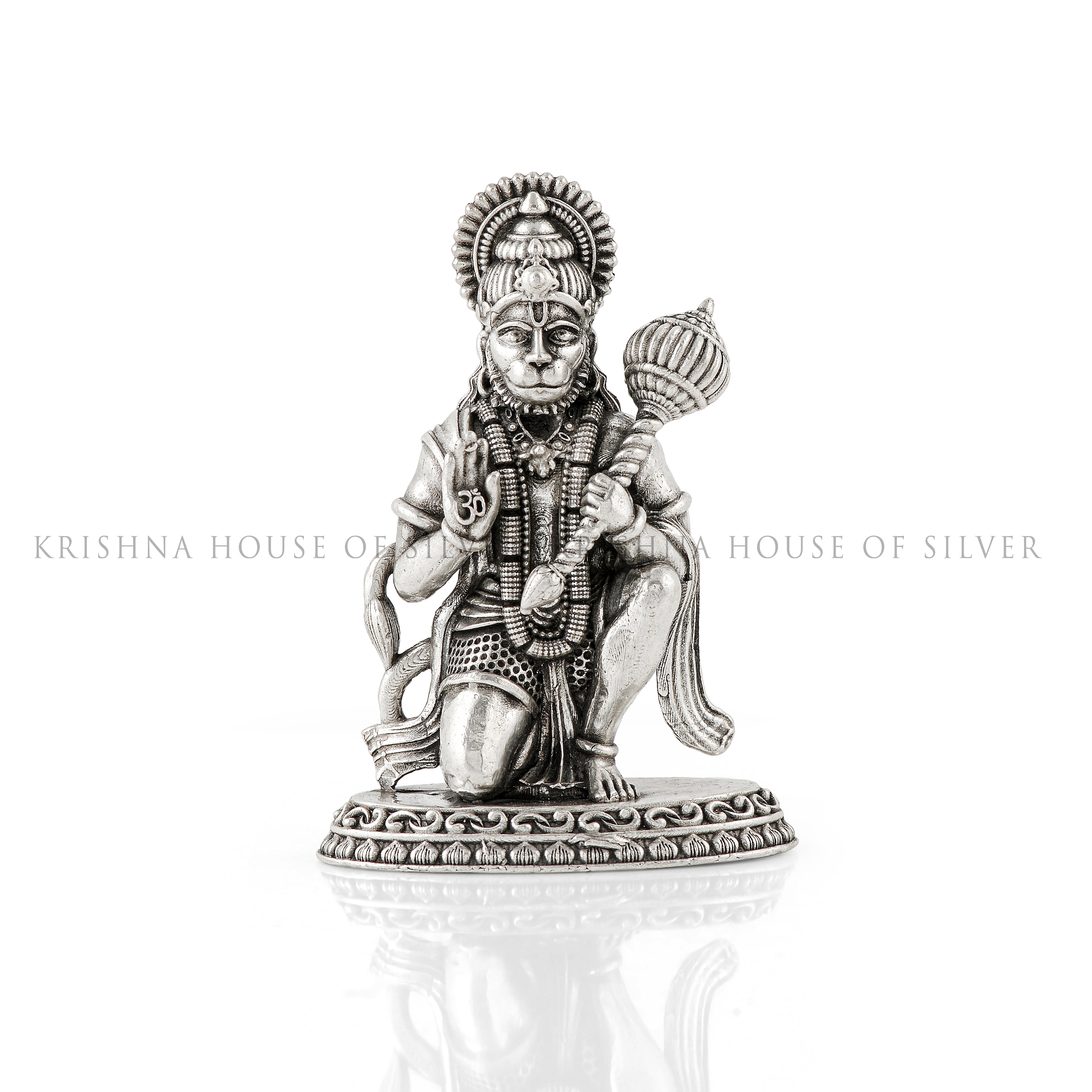 Divine Sitting Hanuman Idol in 92.5 Silver