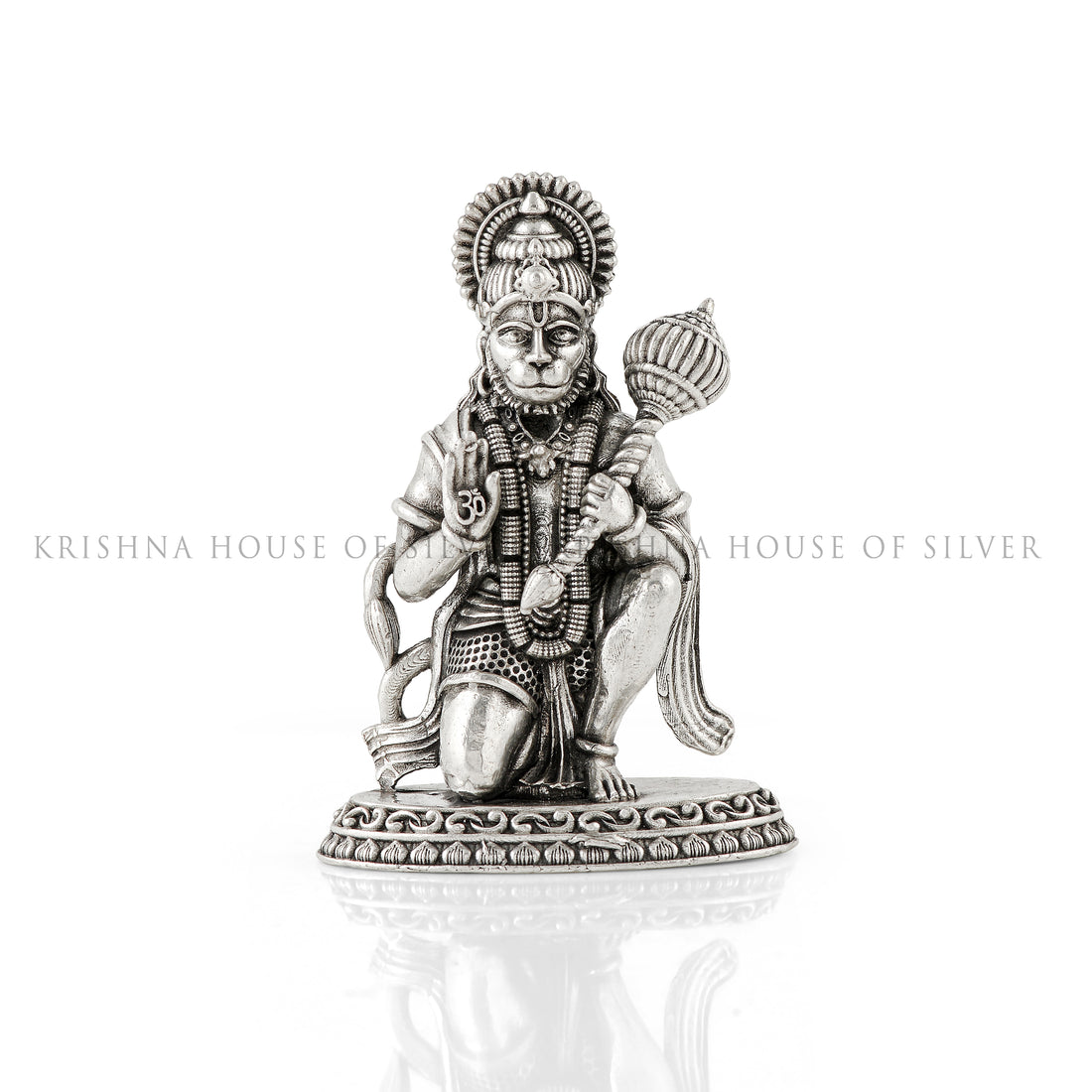 Divine Sitting Hanuman Idol in 92.5 Silver
