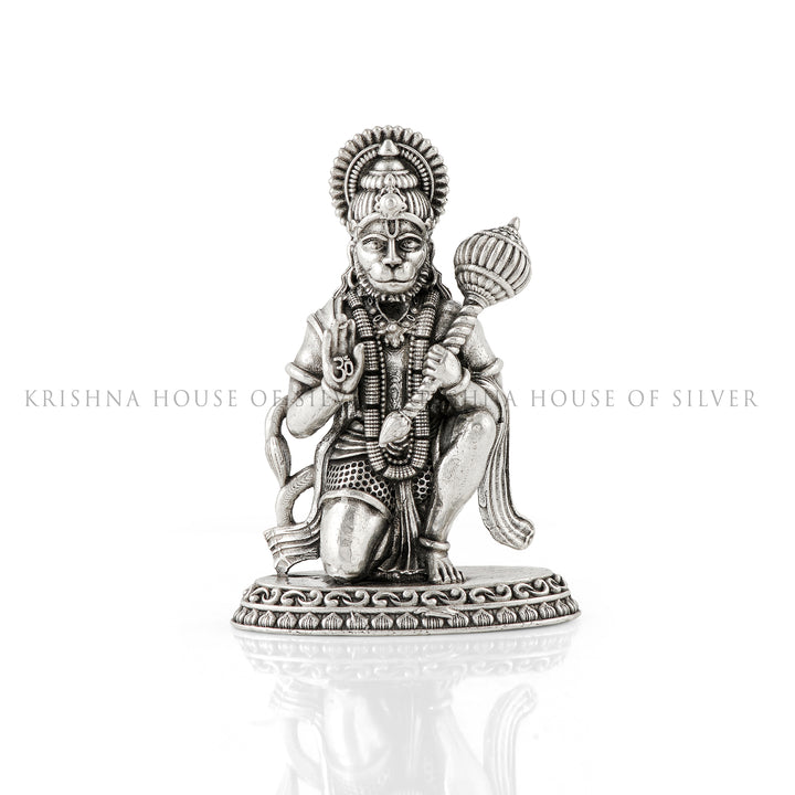 Divine Sitting Hanuman Idol in 92.5 Silver