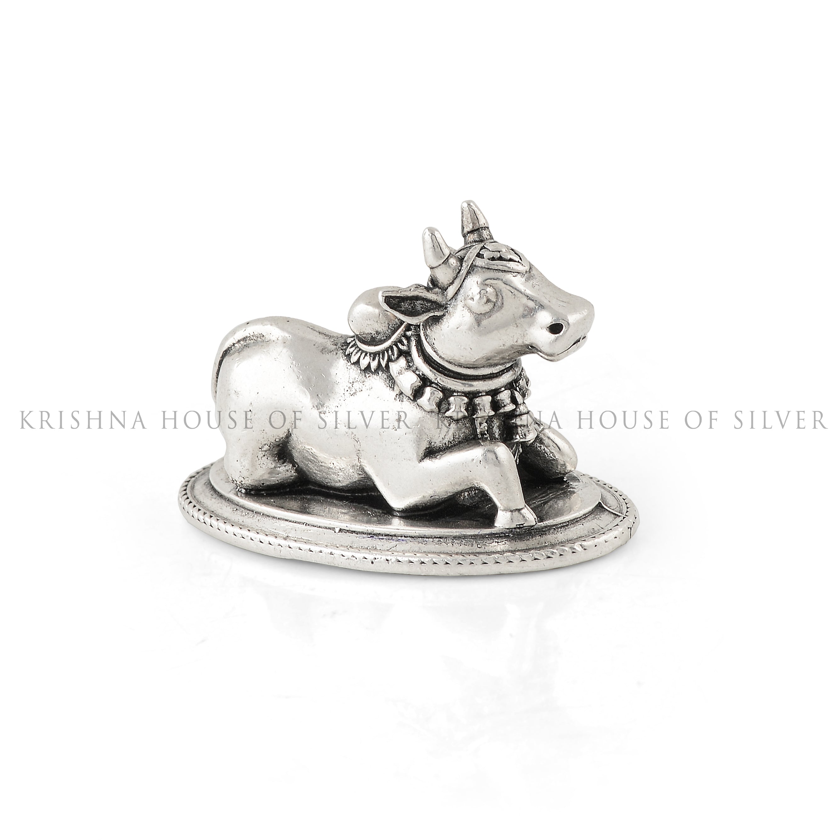 Pure Silver Nandi Sculpture for Puja