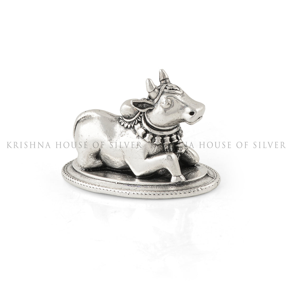 Pure Silver Nandi Sculpture for Puja