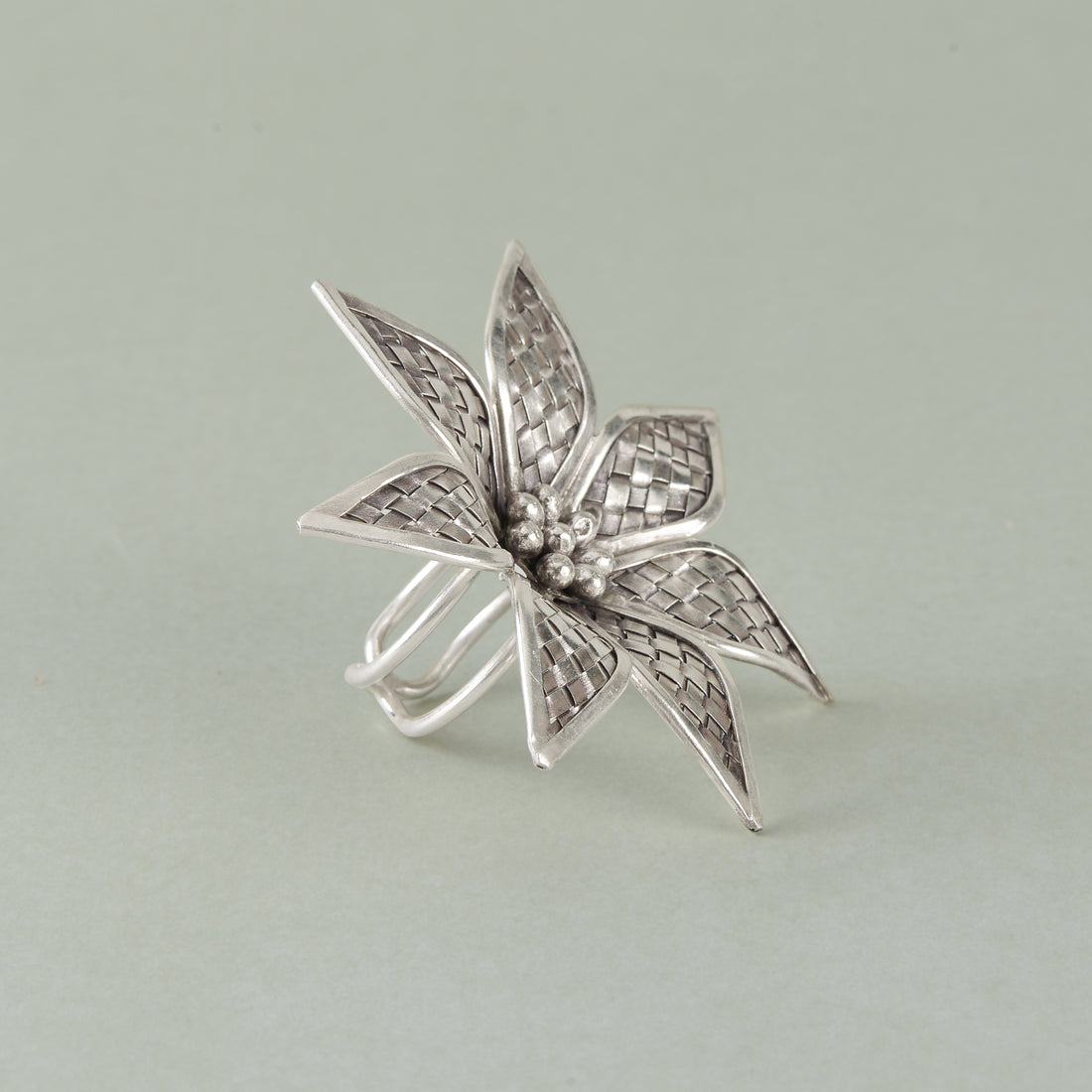 Flower-Themed Silver Tissue Holder