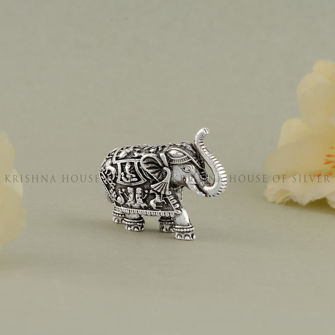 Antique Finish Silver Elephant Idol