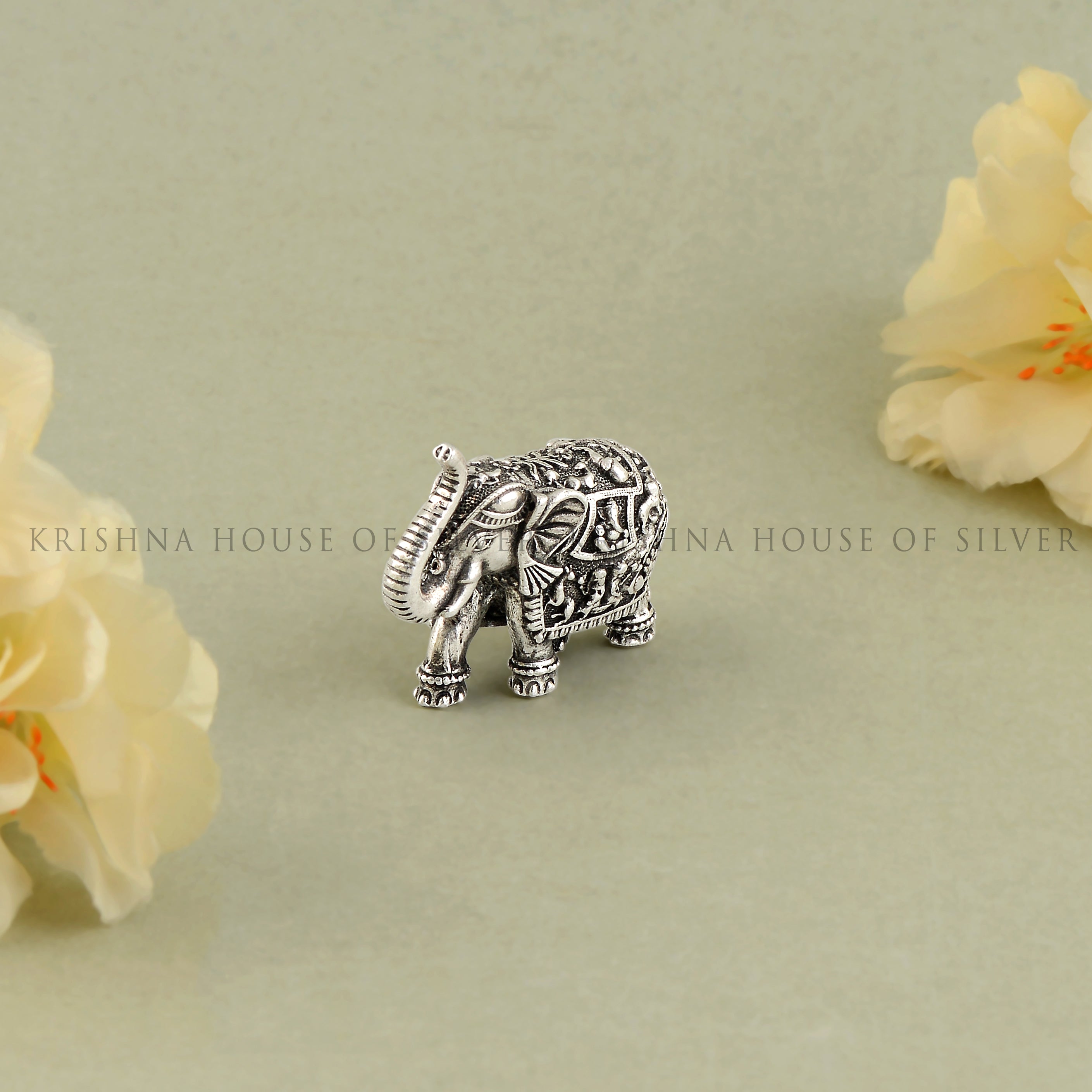 Antique Finish Silver Elephant Idol