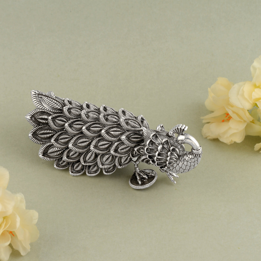 Silver Peacock Idol - Graceful & Elegant Design