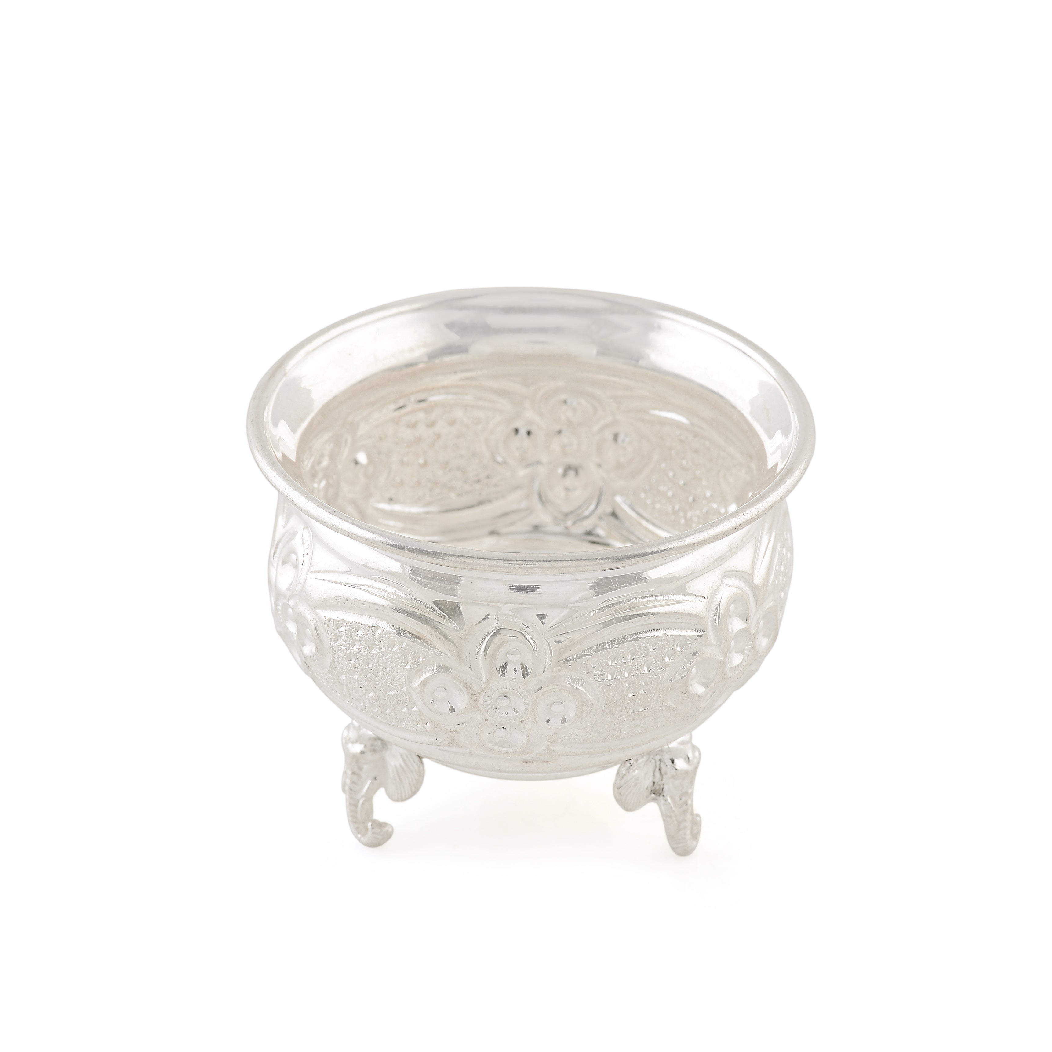 Silver Bowl with Three Elephant Legs Design