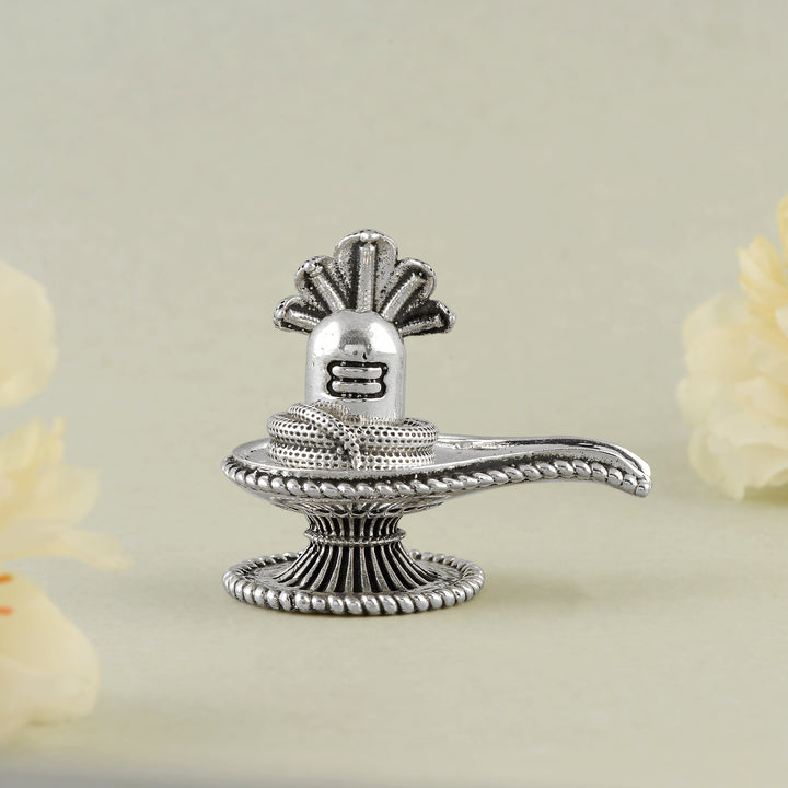 Divine Silver Shivling With Sheshnag