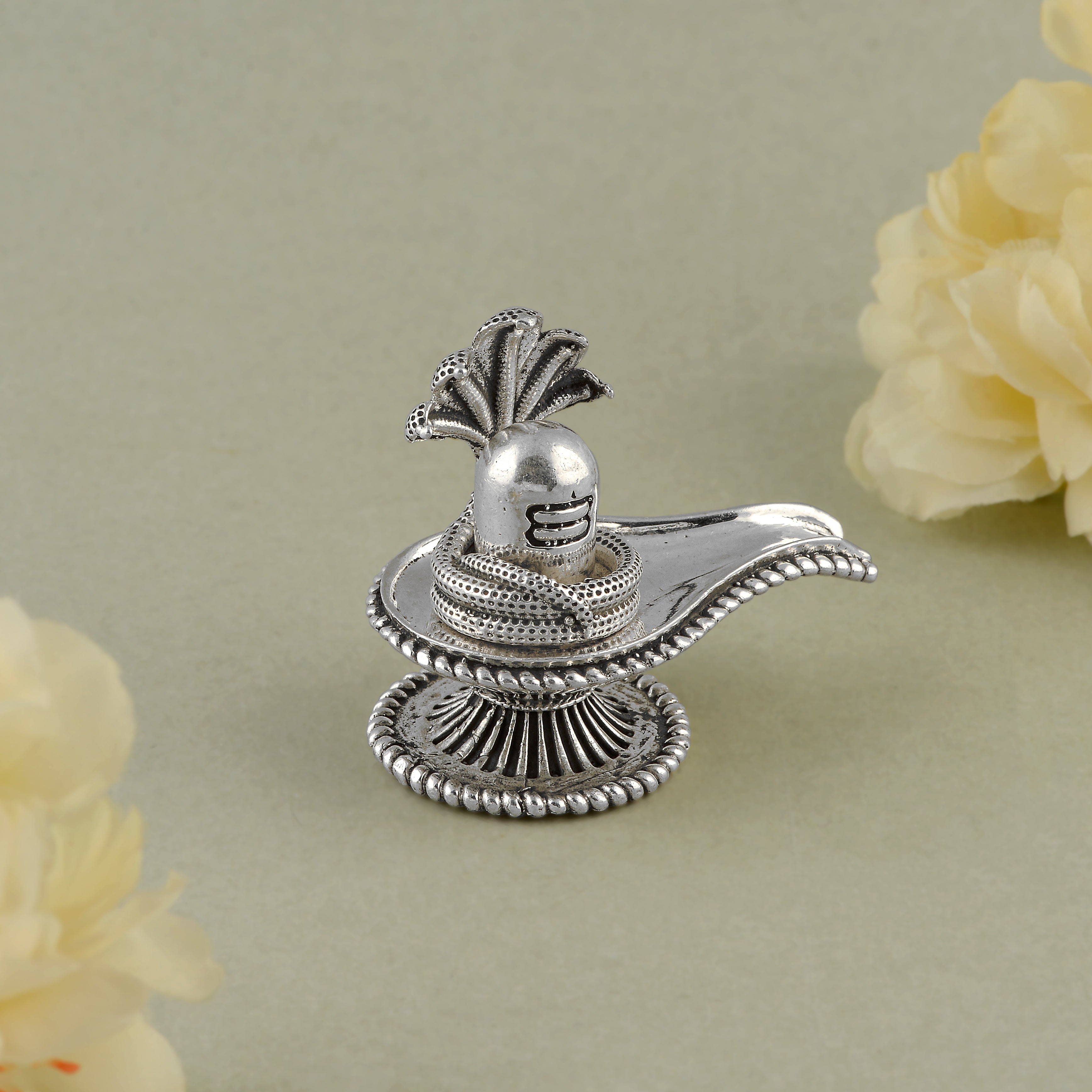 Divine Silver Shivling With Sheshnag