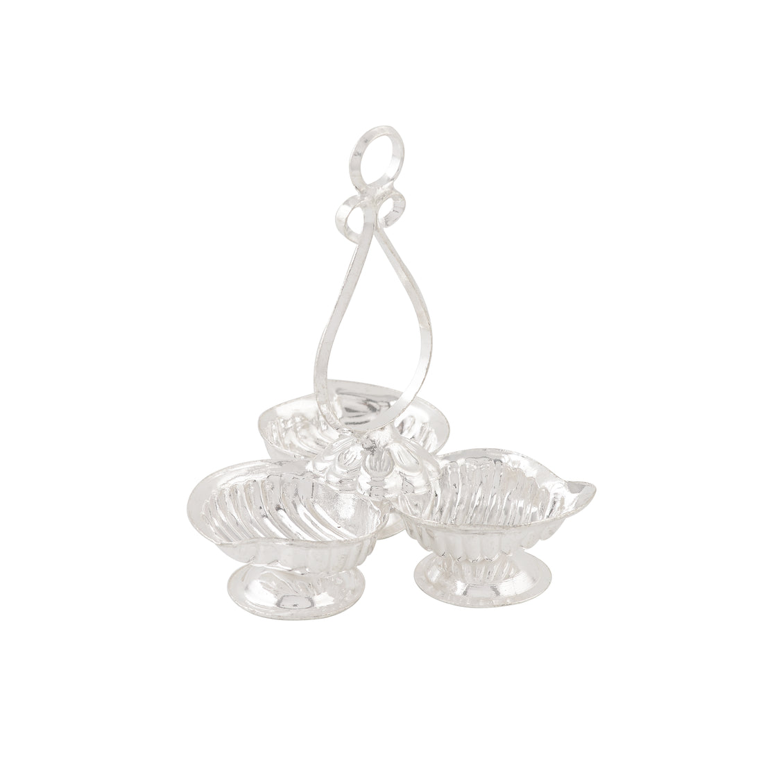 Three-Cup Holder for Kumkum, Haldi, and Gandham in 92.5 Silver