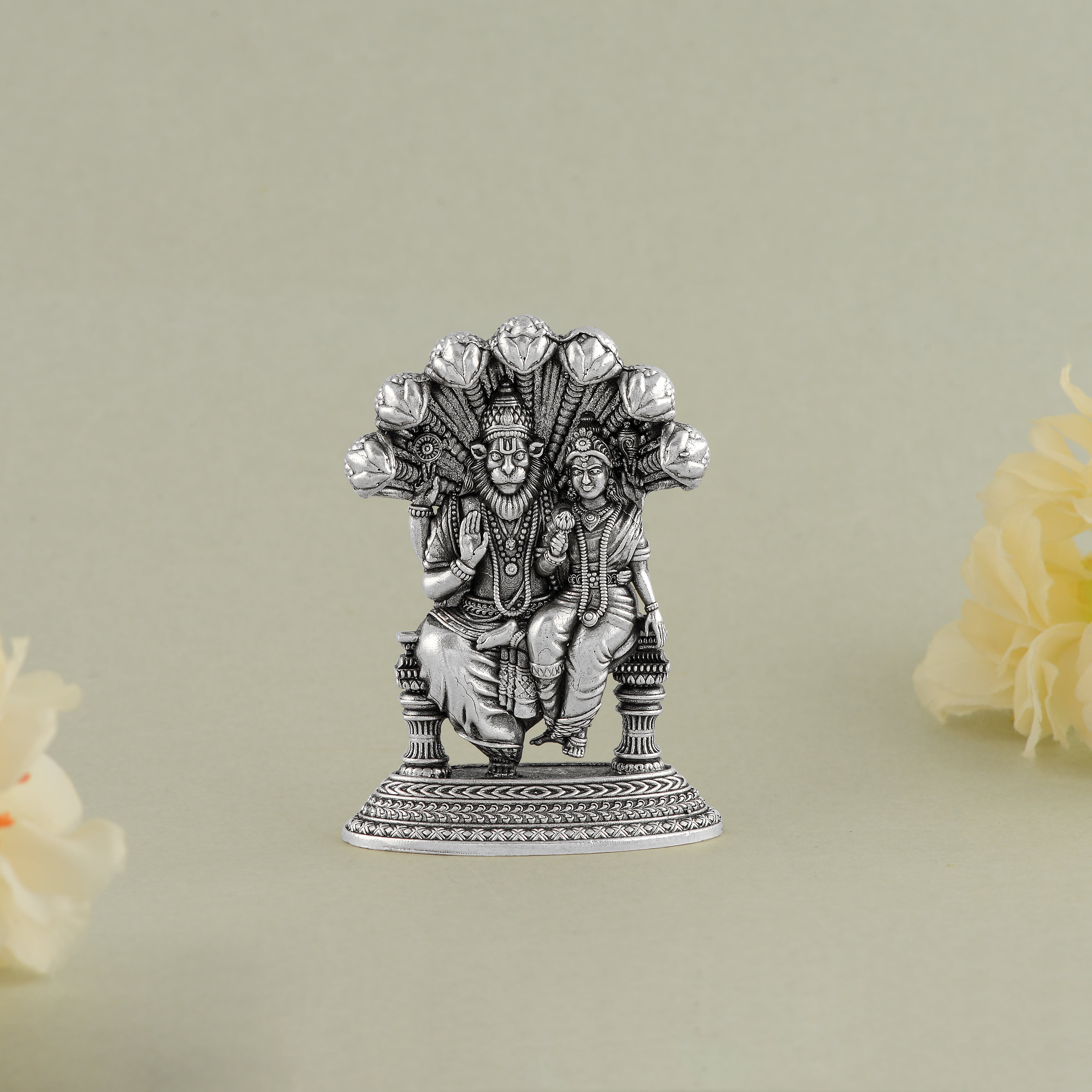 Lord Narasimha With Consort in Silver