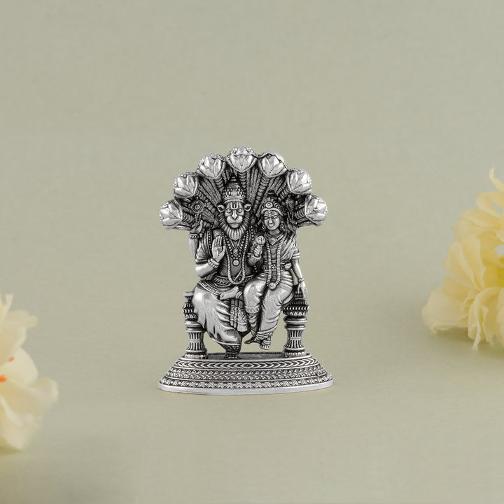 Lord Narasimha With Consort in Silver