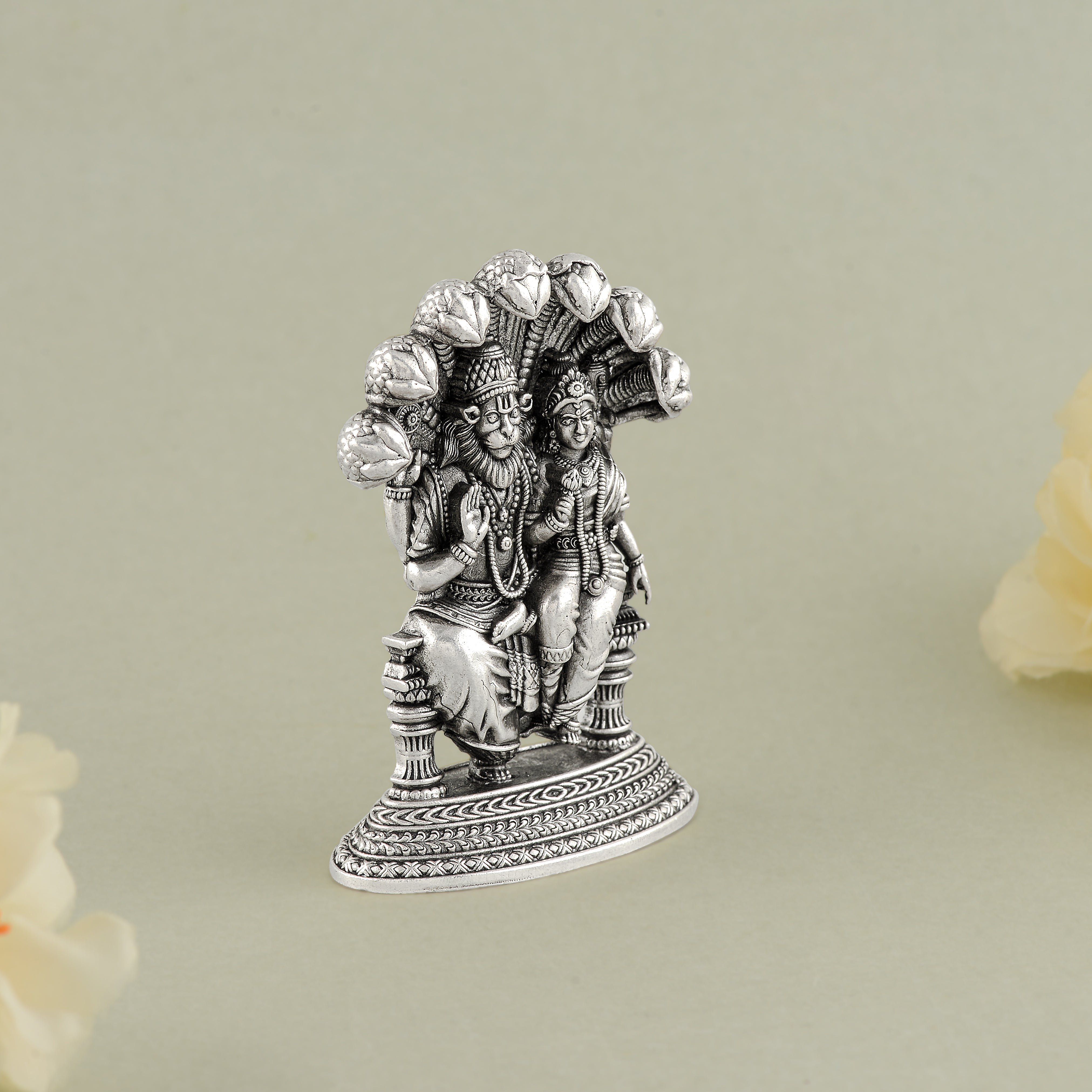 Lord Narasimha With Consort in Silver