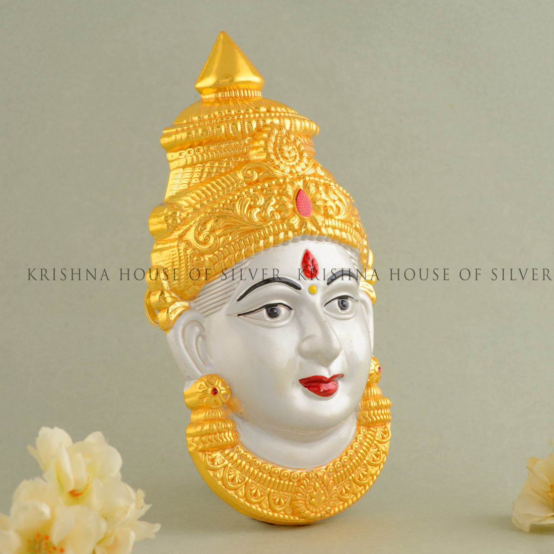 Silver Durga Face - Wall Hanging, Hindu Deity