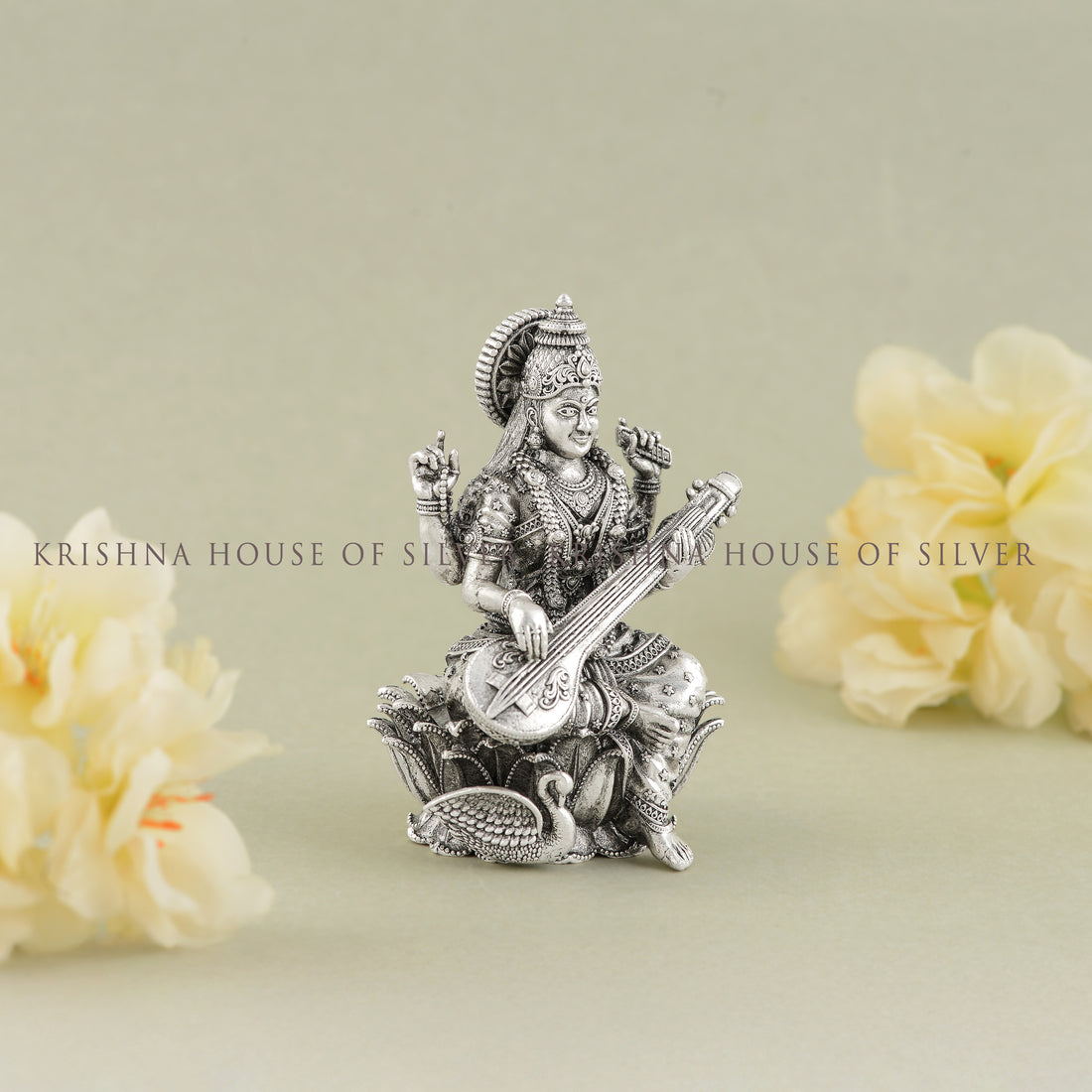Goddess Saraswati Idol in Silver