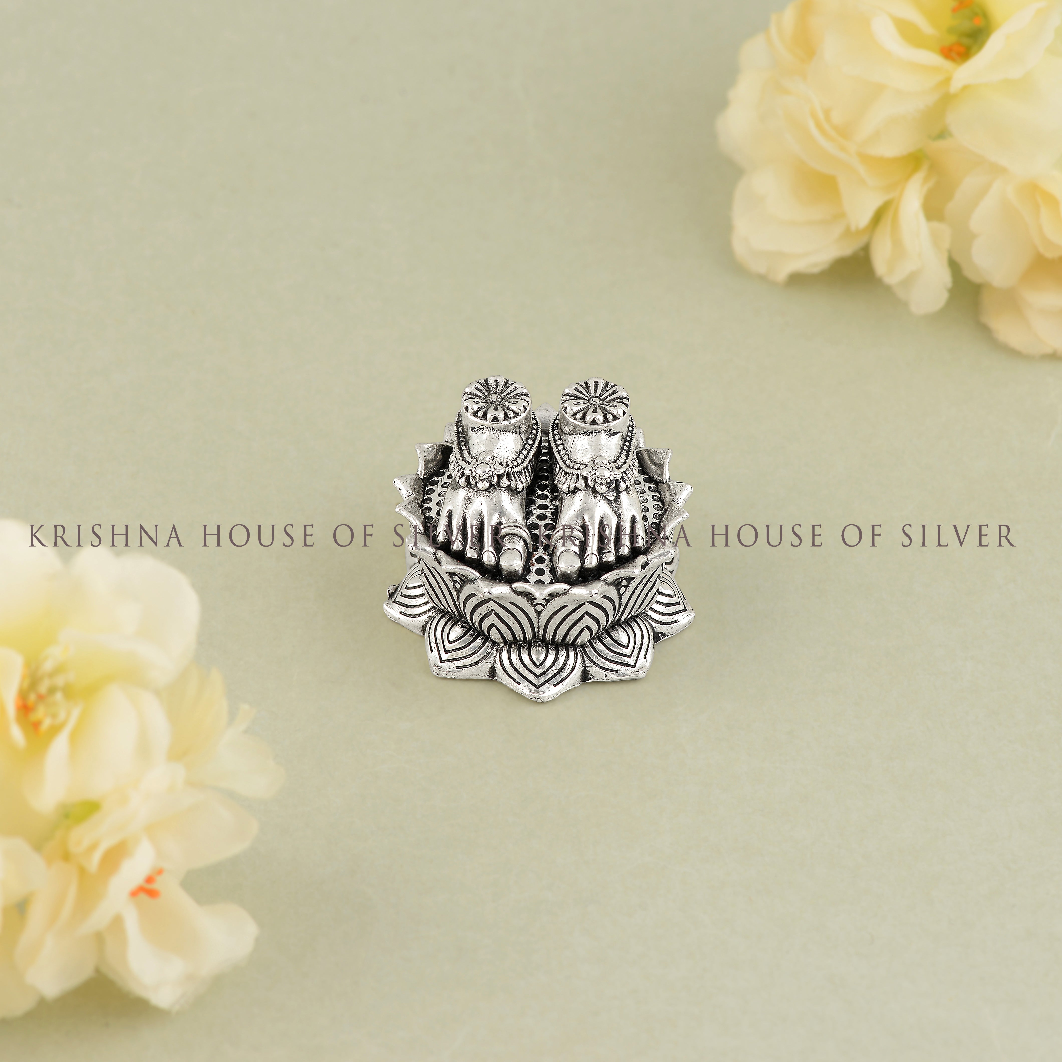 92.5 Silver Lakshmi Charan (Lotus Base)