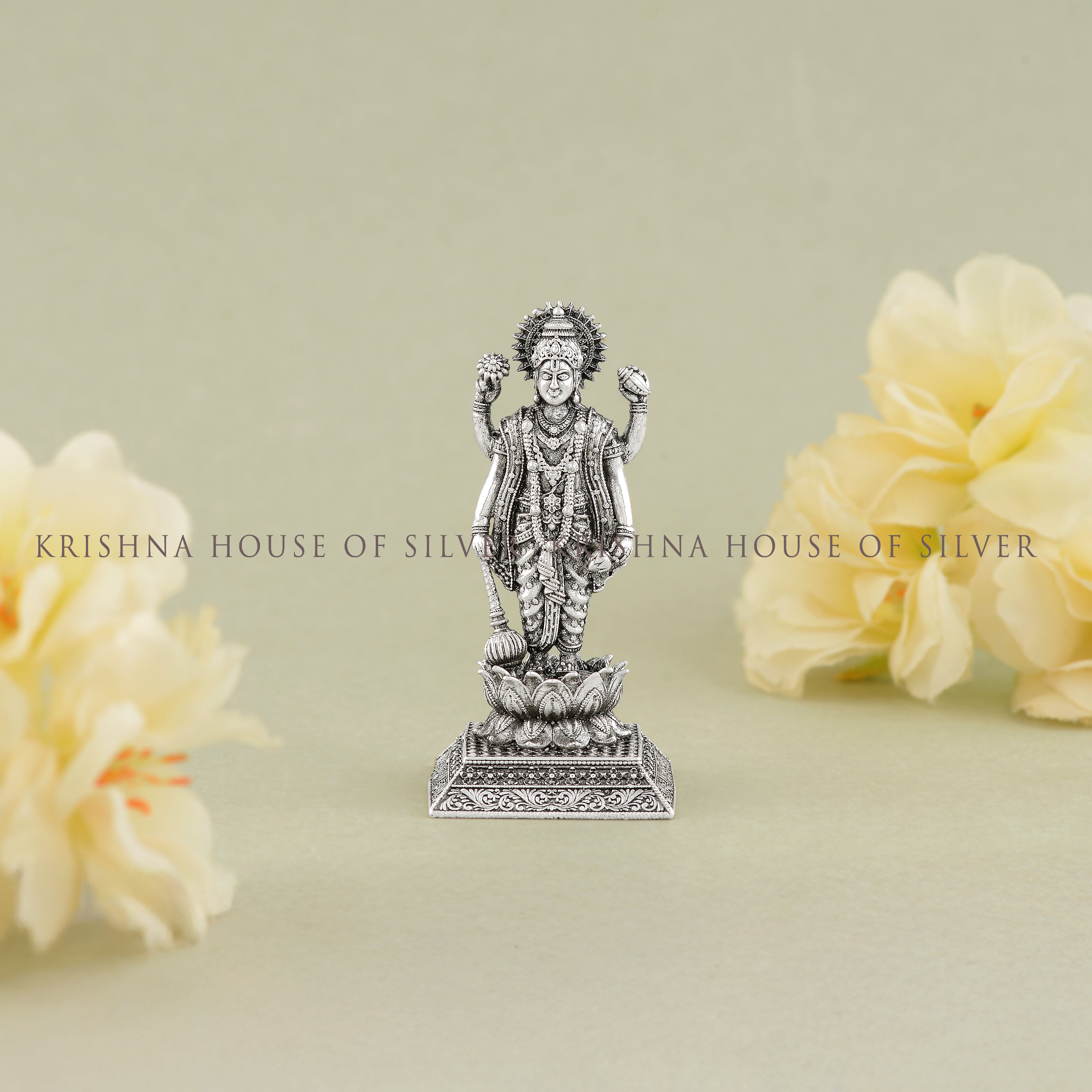 Elegant Silver Lord Vishnu Murthy Idol
