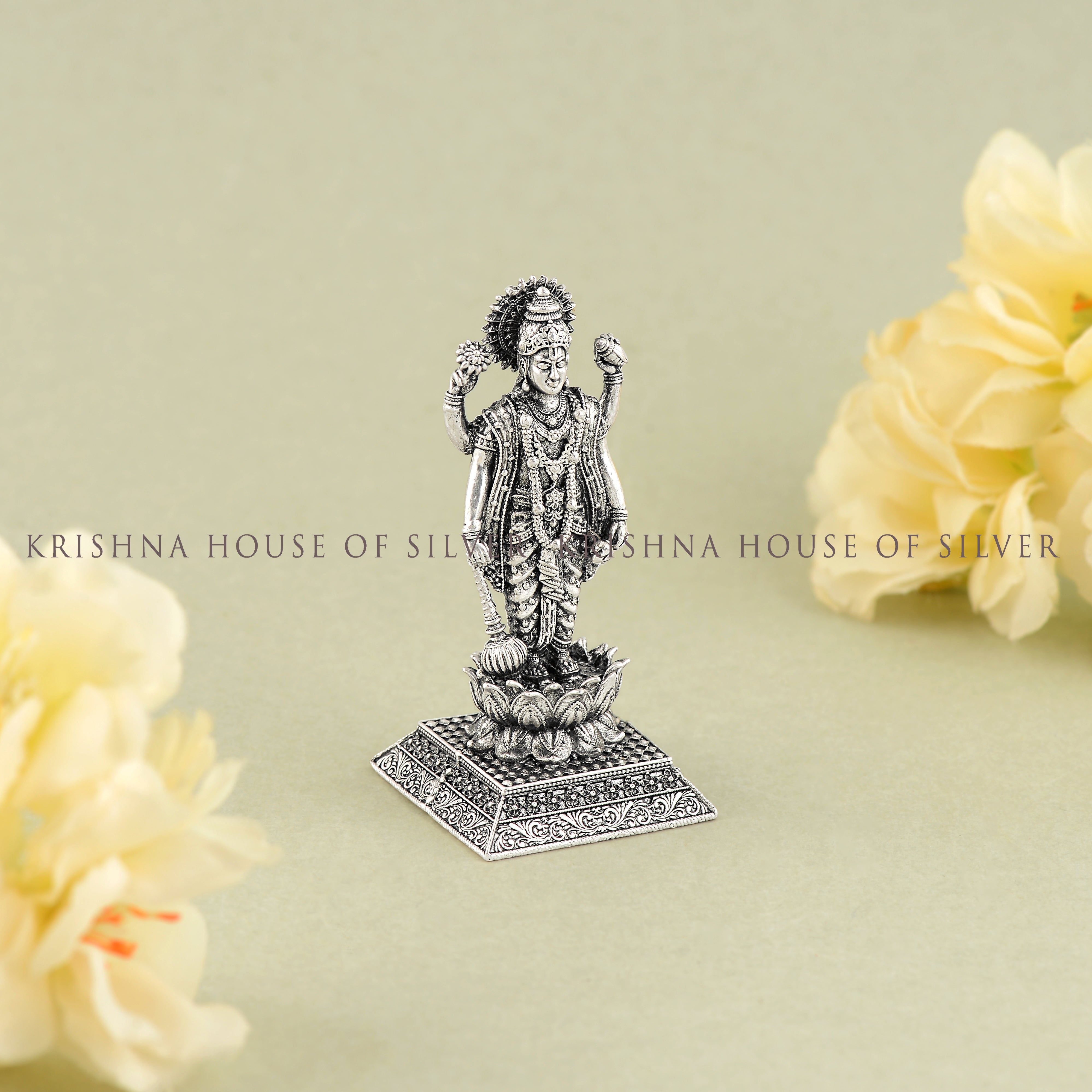Elegant Silver Lord Vishnu Murthy Idol