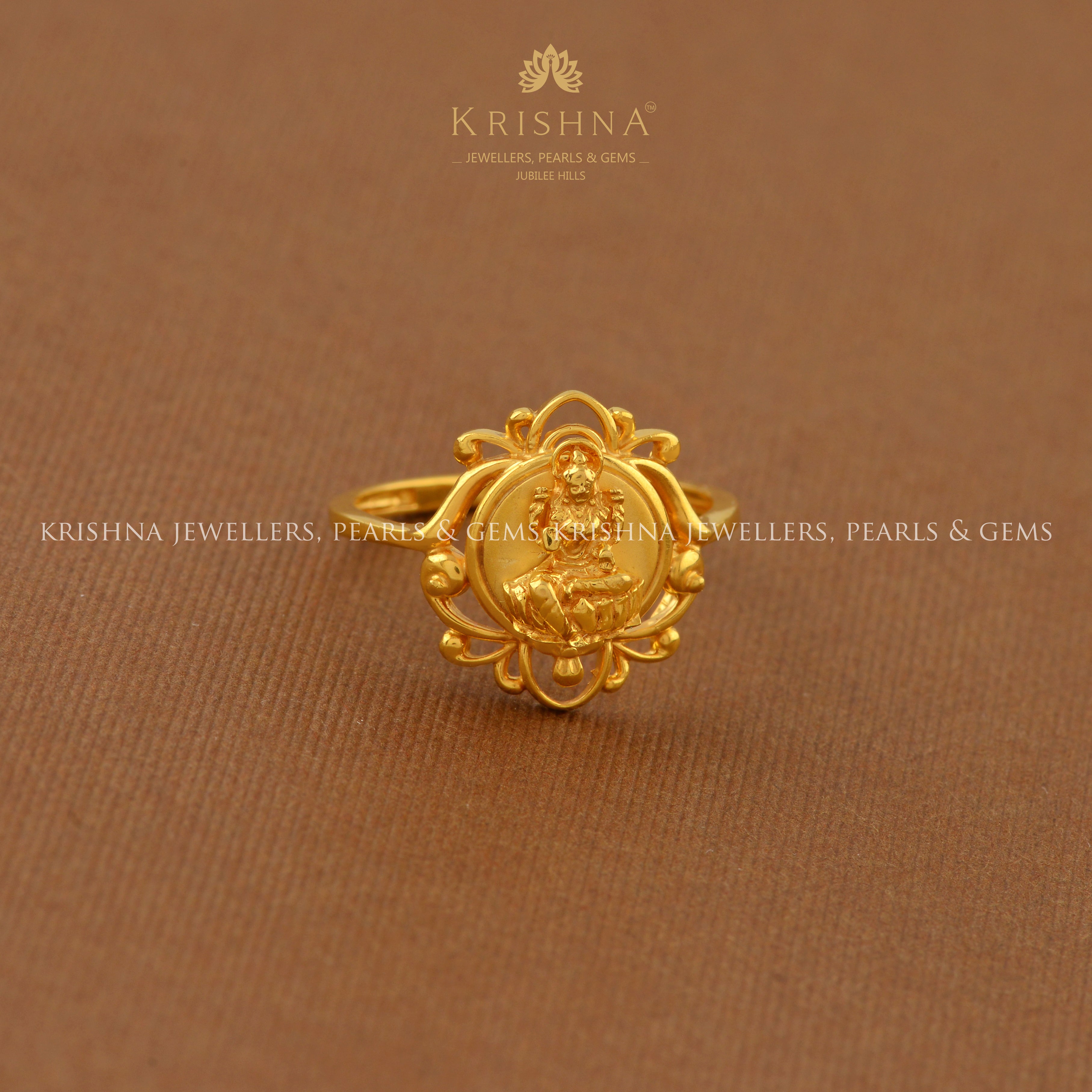 Gold Finger Ring With Laxmi Design - Krishna Jewellers Pearls and Gems